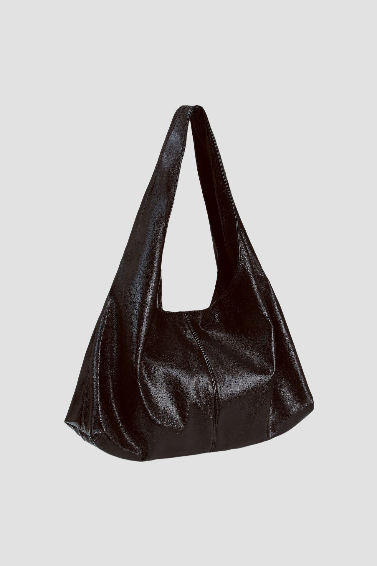 Triangle Leather Tote (Dark Brown)
