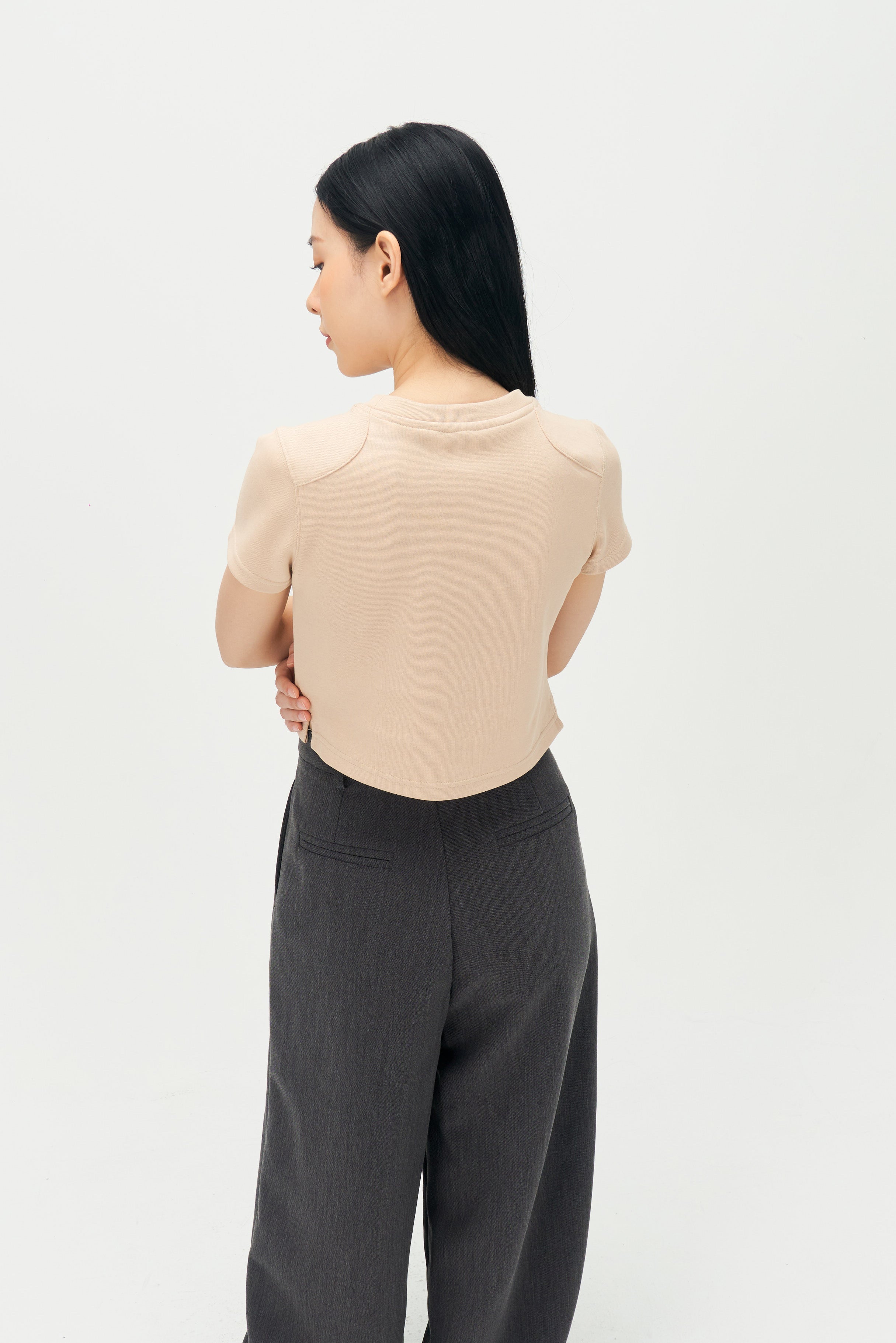 Classic - Straight Shoulder Crop Tee (Nude Blush)