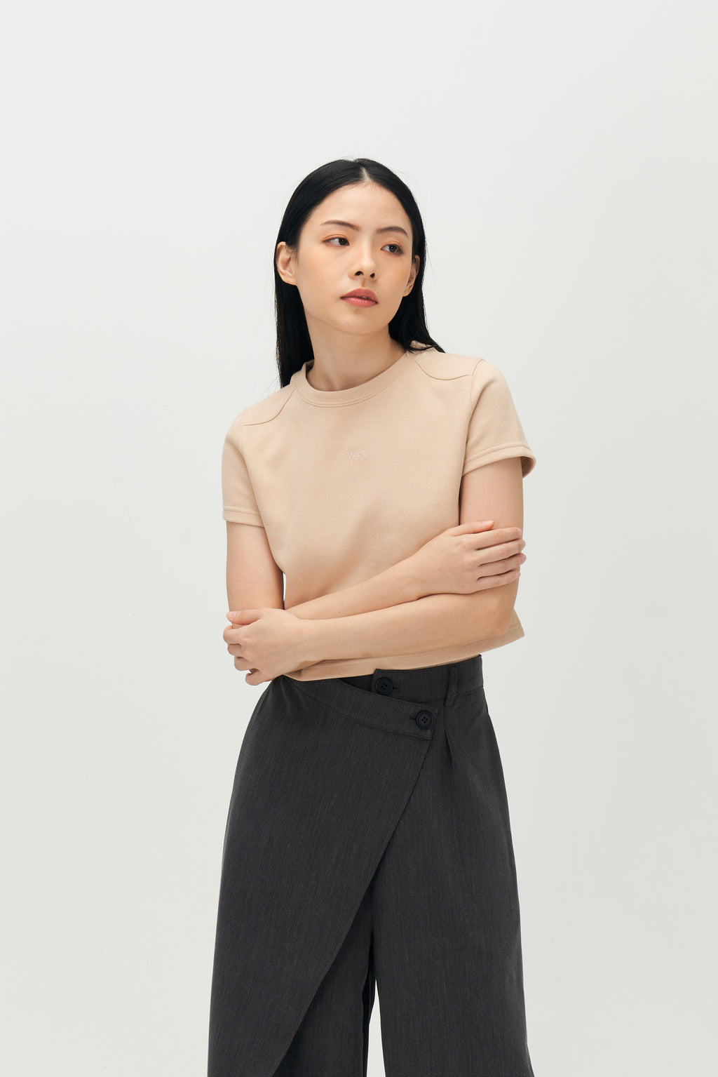 Classic - Straight Shoulder Crop Tee (Nude Blush)