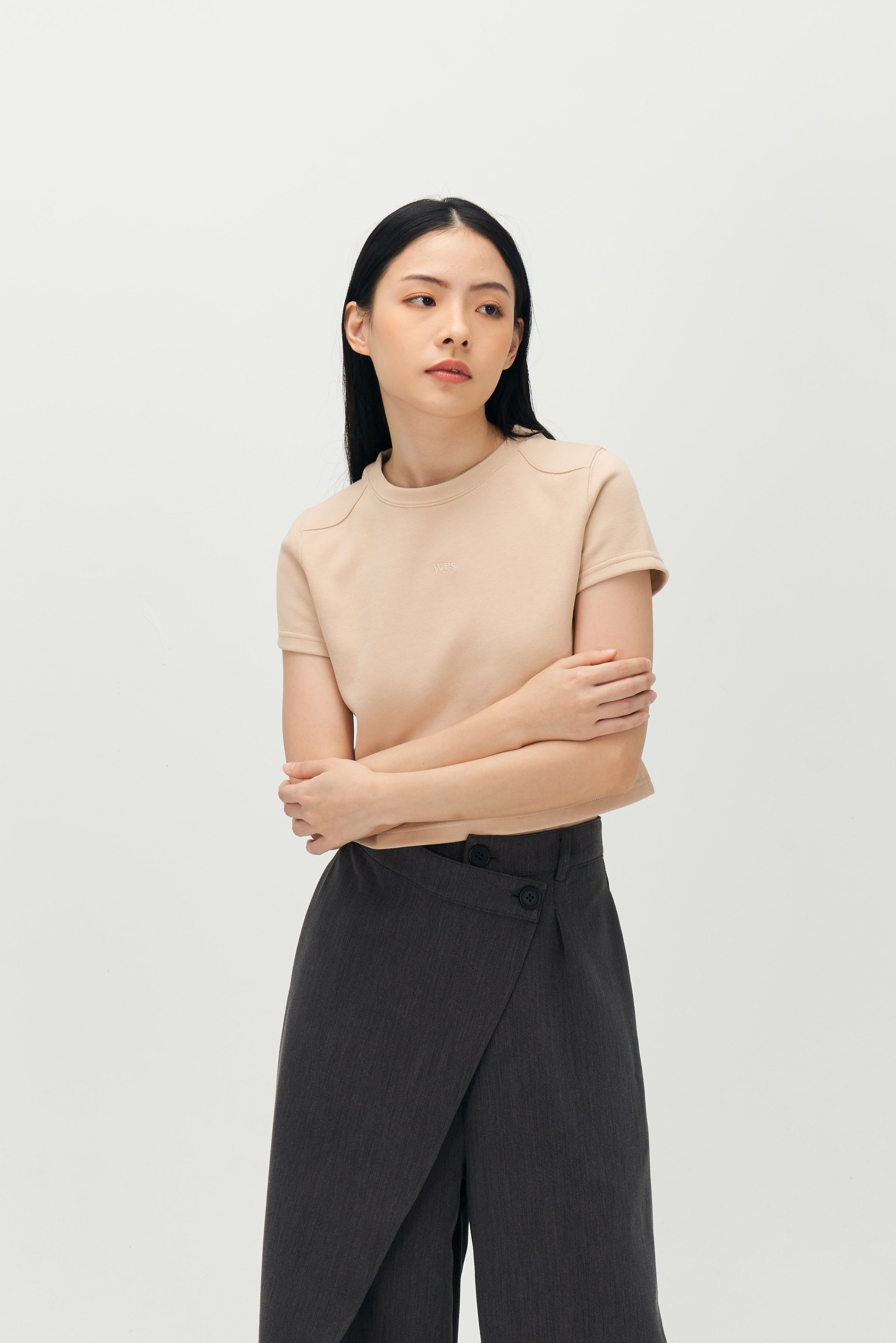 Classic - Straight Shoulder Crop Tee (Nude Blush)