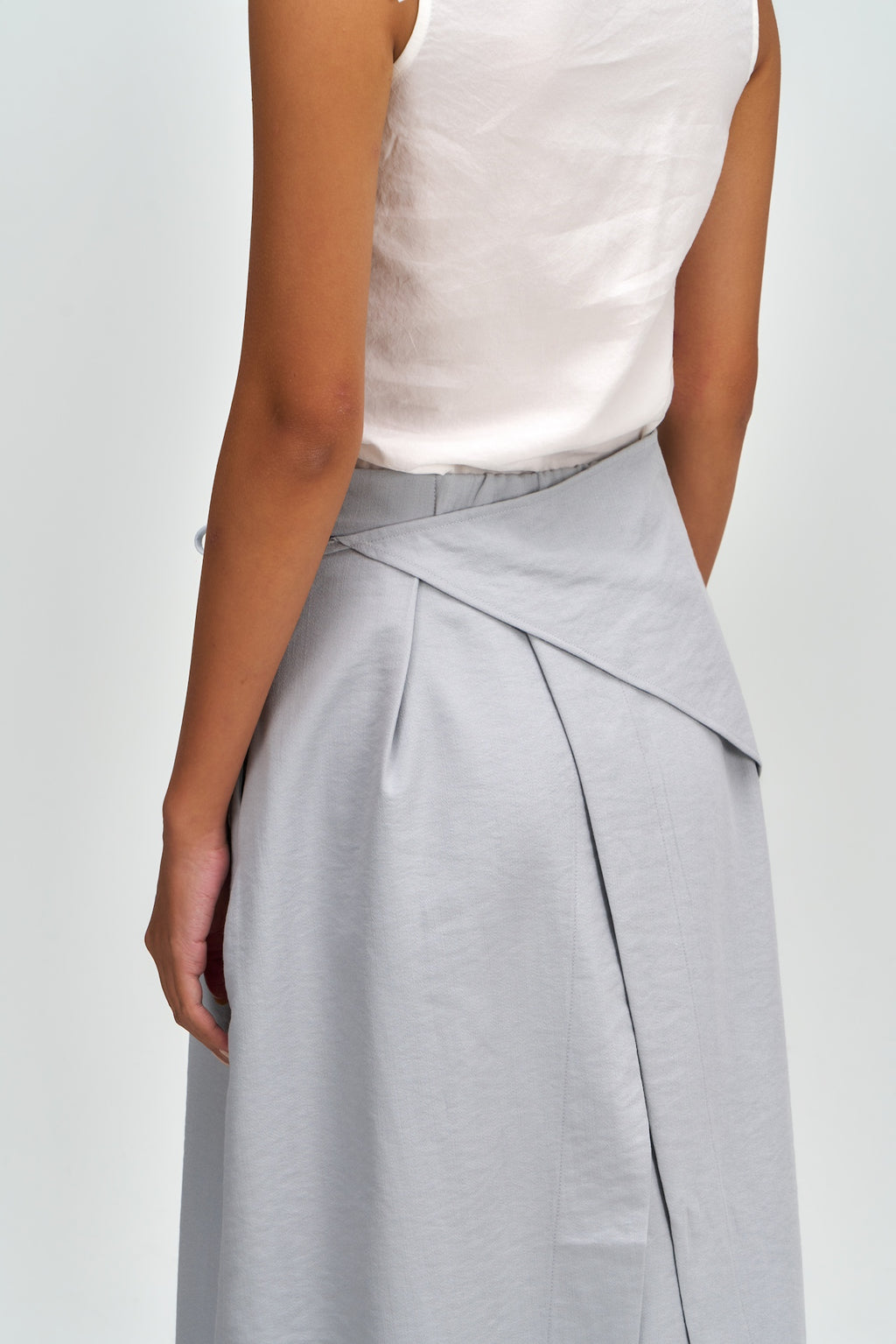 Waist Bandeu Layering Pleated Skirt - Plus Long (Light Blue)