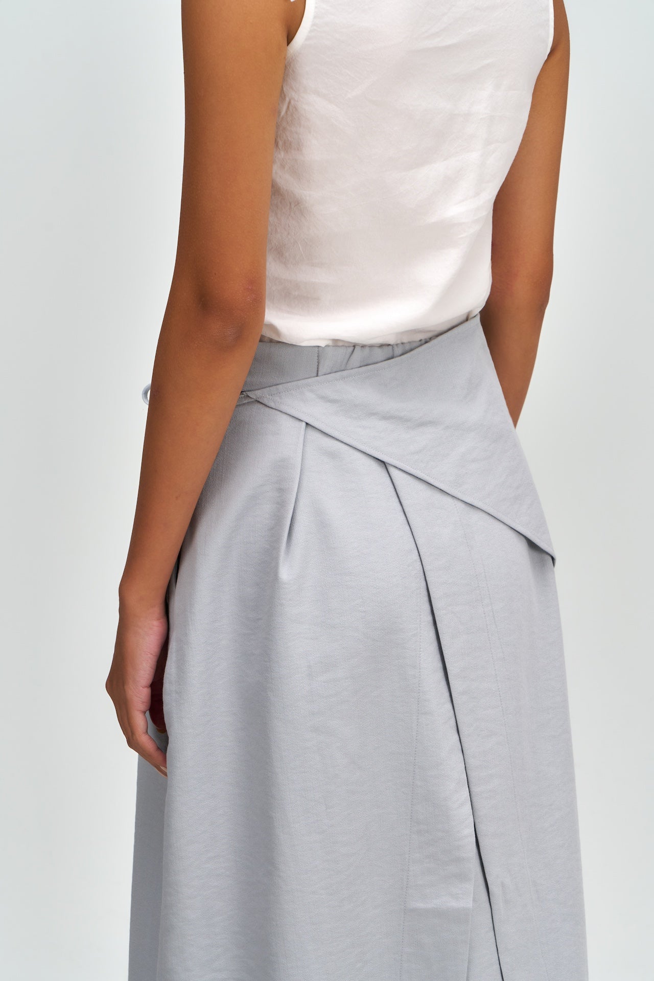 Waist Bandeu Layering Pleated Skirt - Plus Long (Light Blue)
