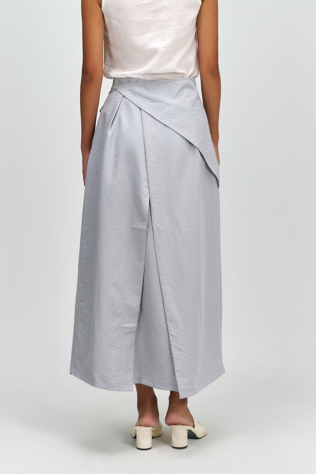 Waist Bandeu Layering Pleated Skirt - Plus Long (Light Blue)