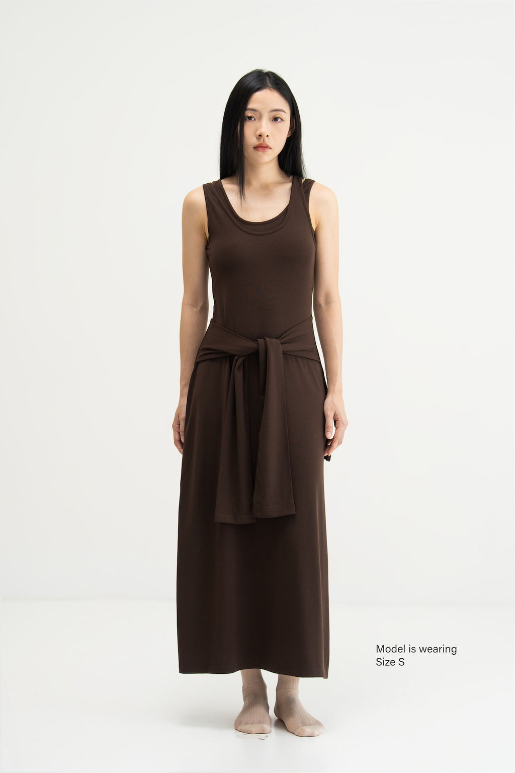 WES x SO | Waist Tie Tank Bra Dress (Brown)