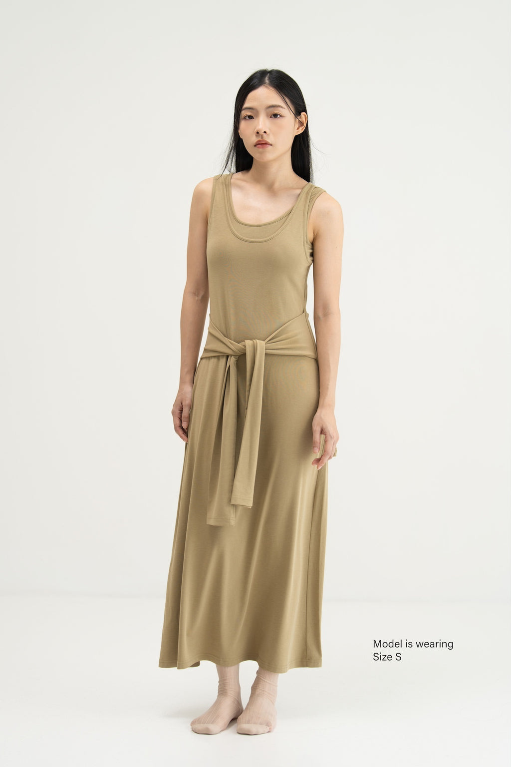 WES x SO | Waist Tie Tank Bra Dress (Khaki)