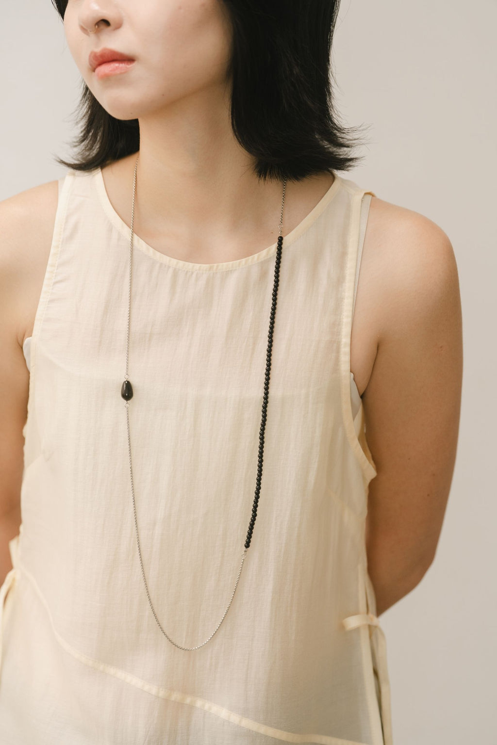 WES x GUNG x SO | [Gung] Flow Long Layer SIlver Necklace
