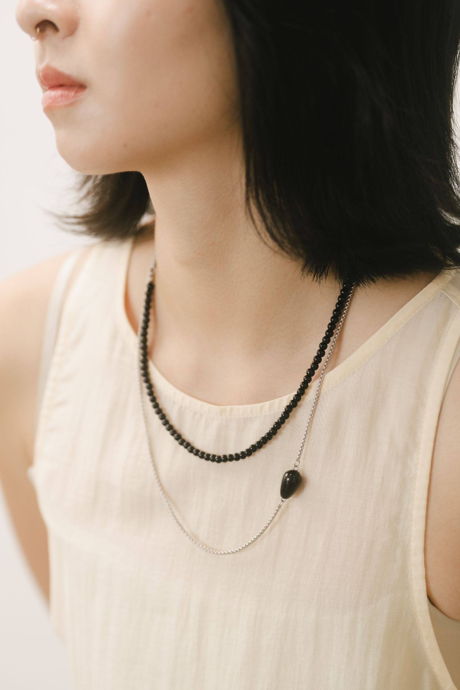 WES x GUNG x SO | [Gung] Flow Long Layer SIlver Necklace