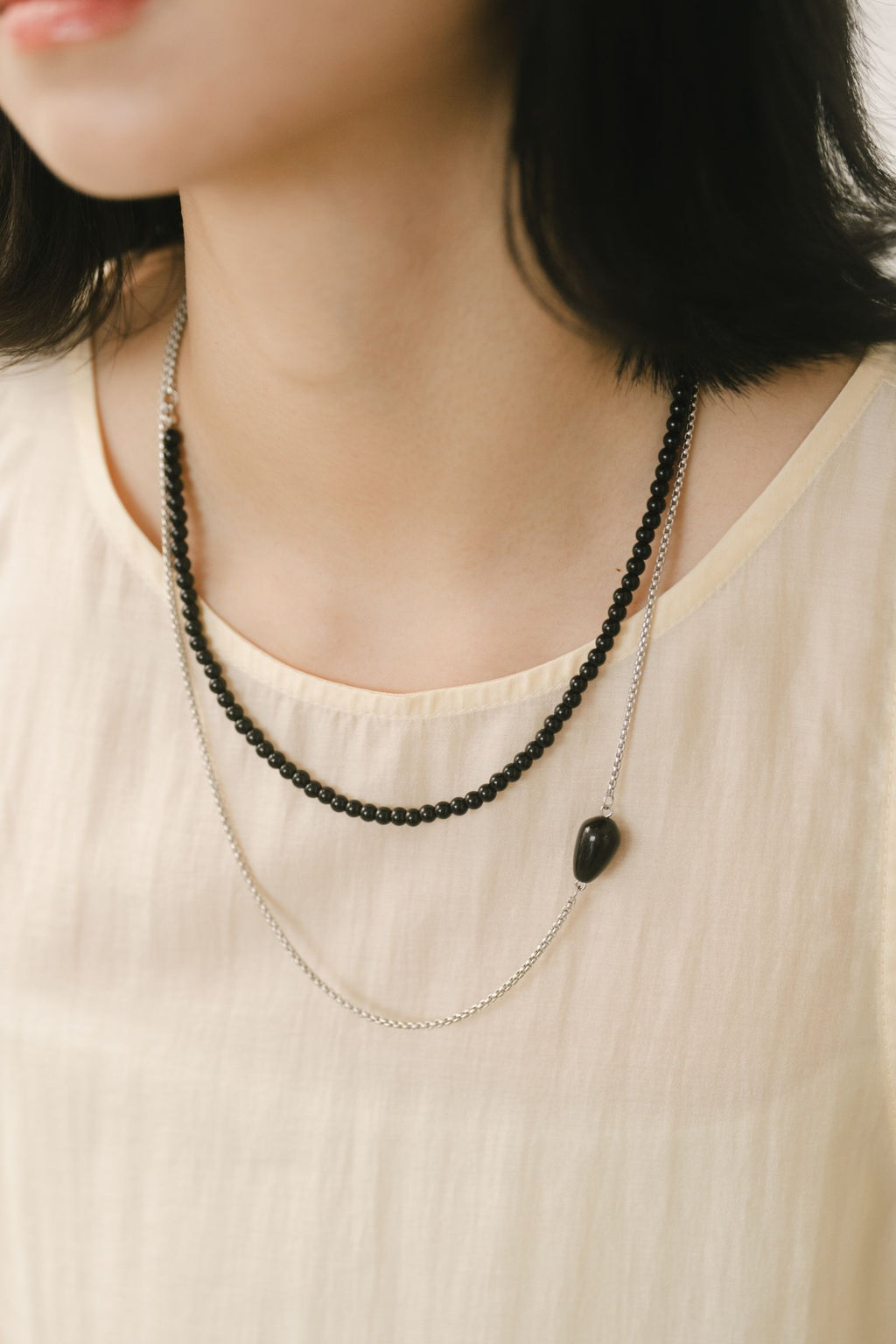 WES x GUNG x SO | [Gung] Flow Long Layer SIlver Necklace