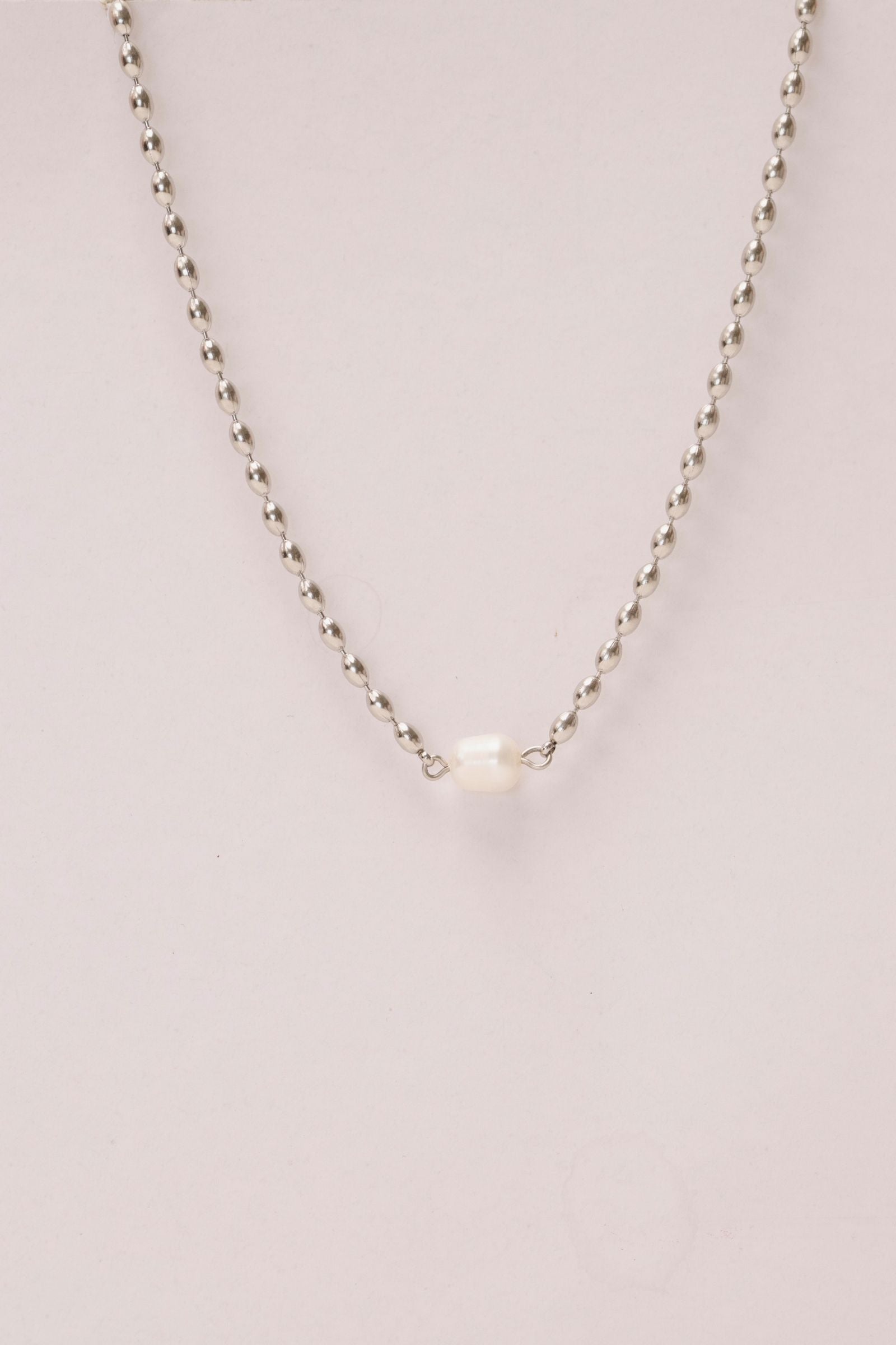 WES x GUNG x SO | [Gung] Beaded Freshwater Pearl Silver Necklace