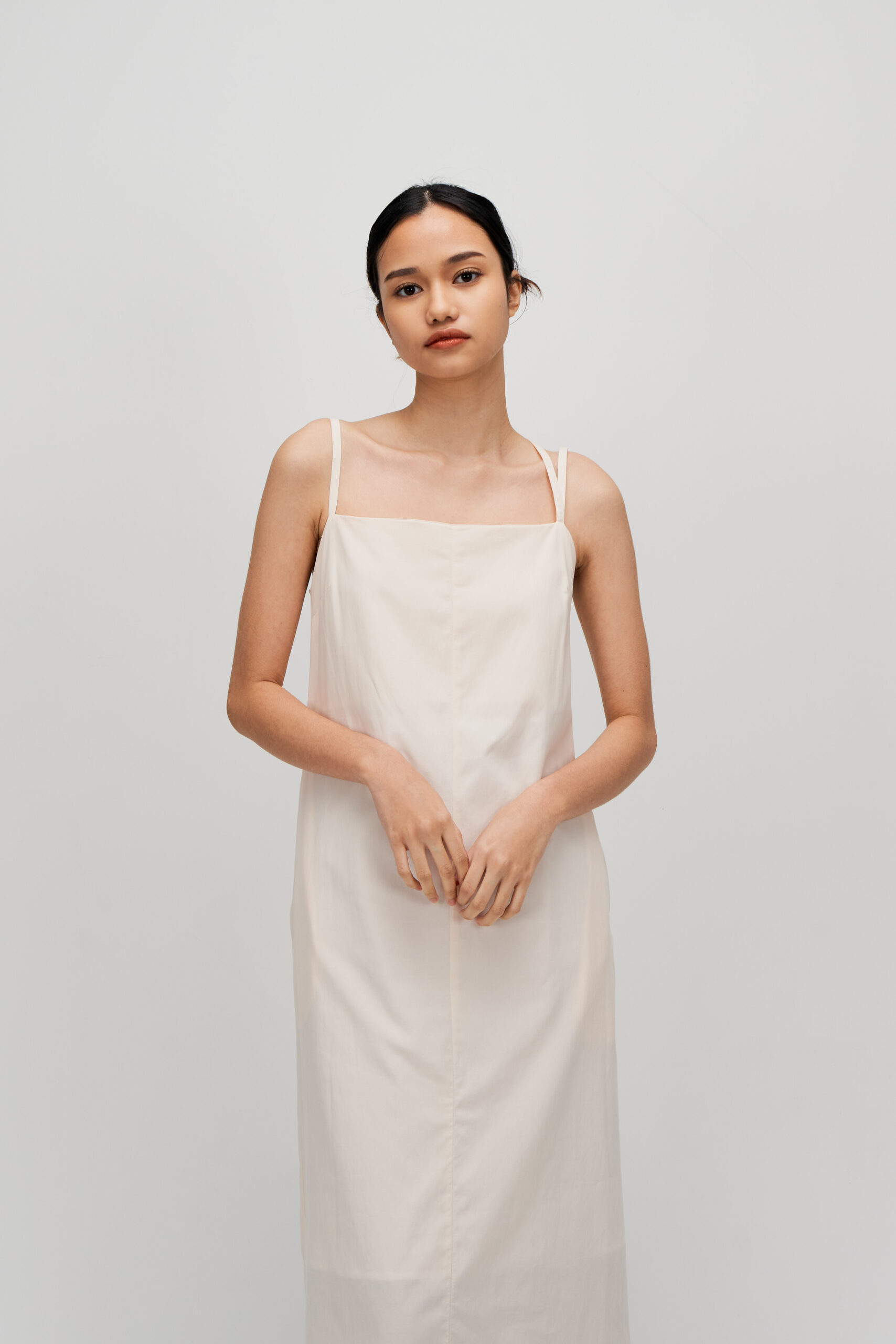Classic – Straight Neck Cami Dress (Off-White) 4