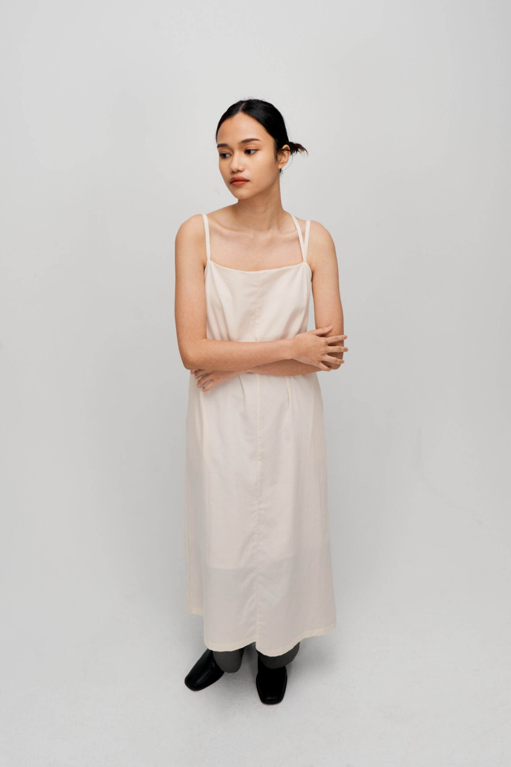 Classic – Straight Neck Cami Dress (Off-White) 6
