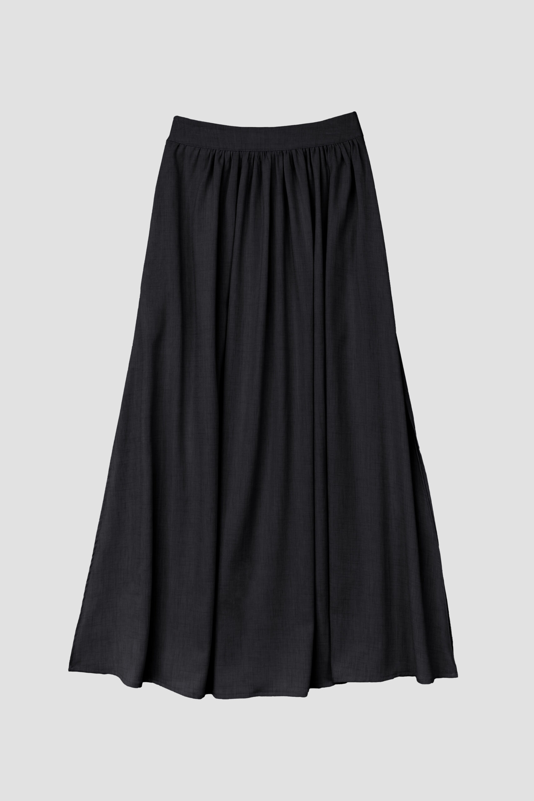 Black_Side Slit Flare Long Skirt
