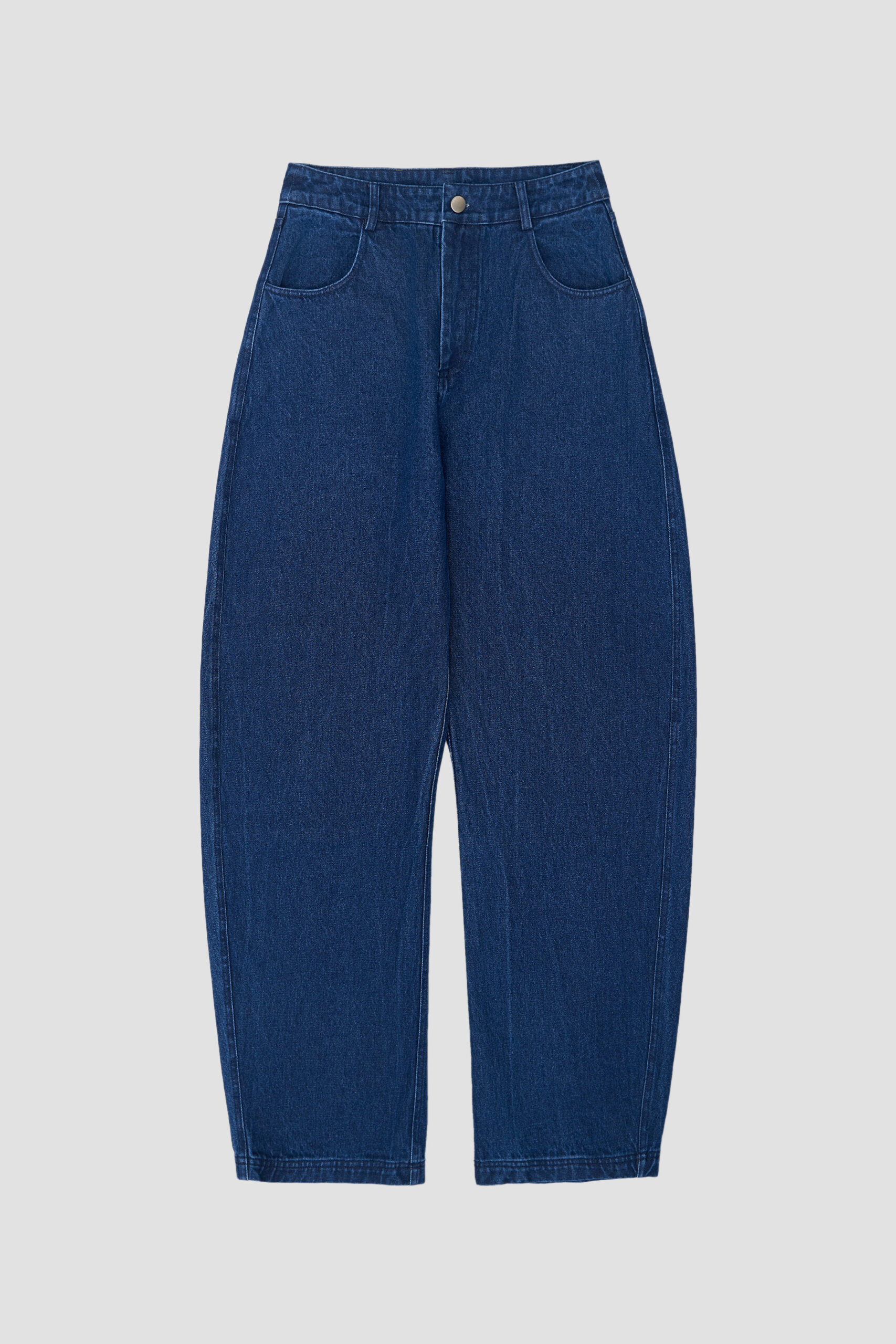 Curved Leg Denim Pants Deep Blue