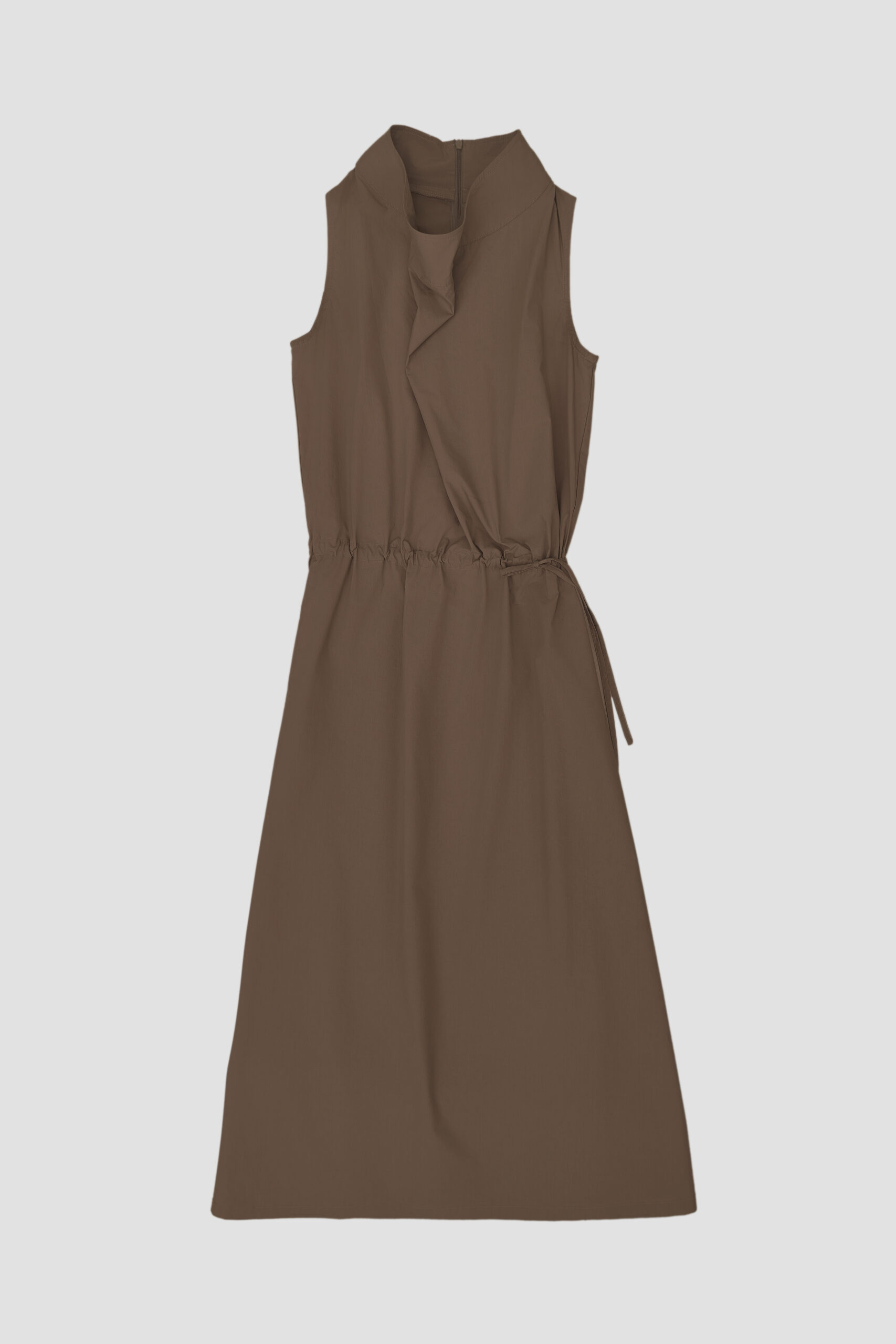 Drape High Neck Tank Dress Brown
