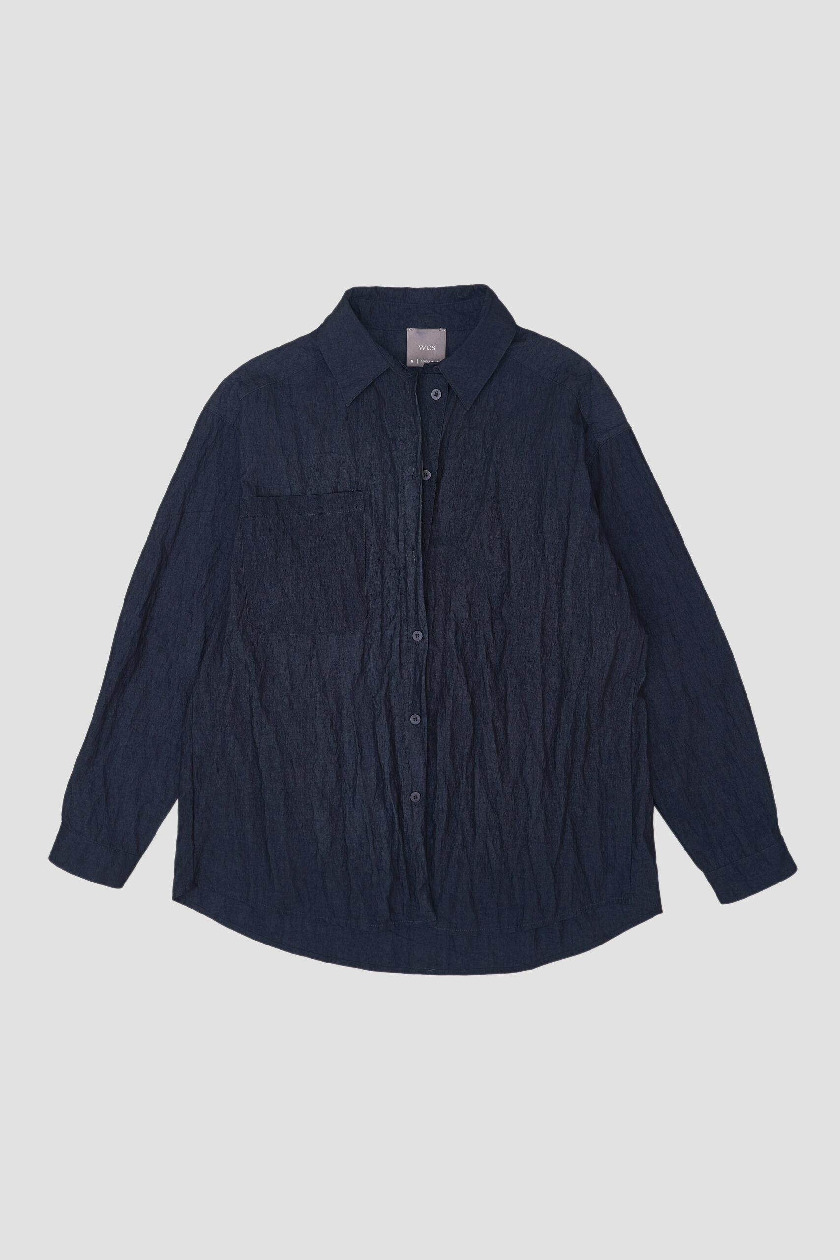Drape Neck Blouse Navy