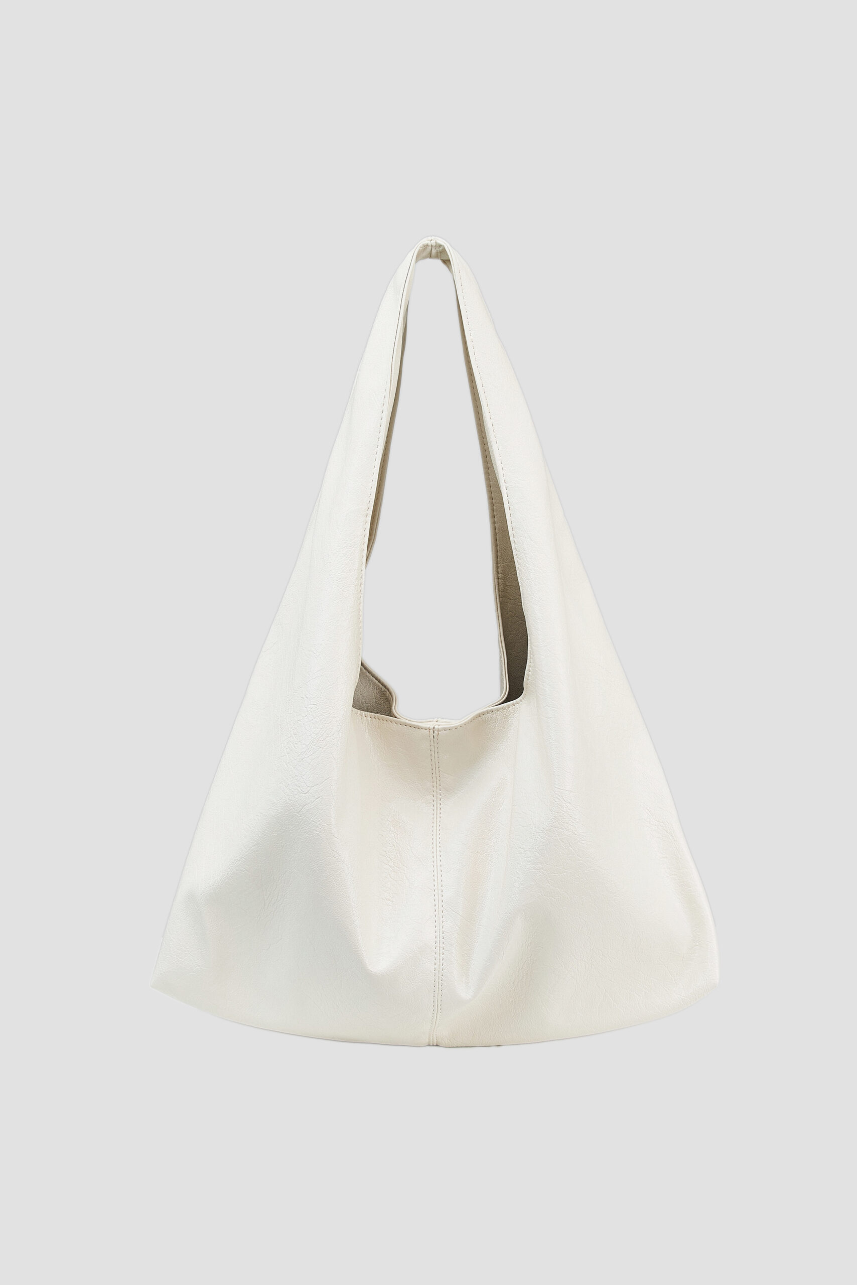 Triangle Leather Tote White