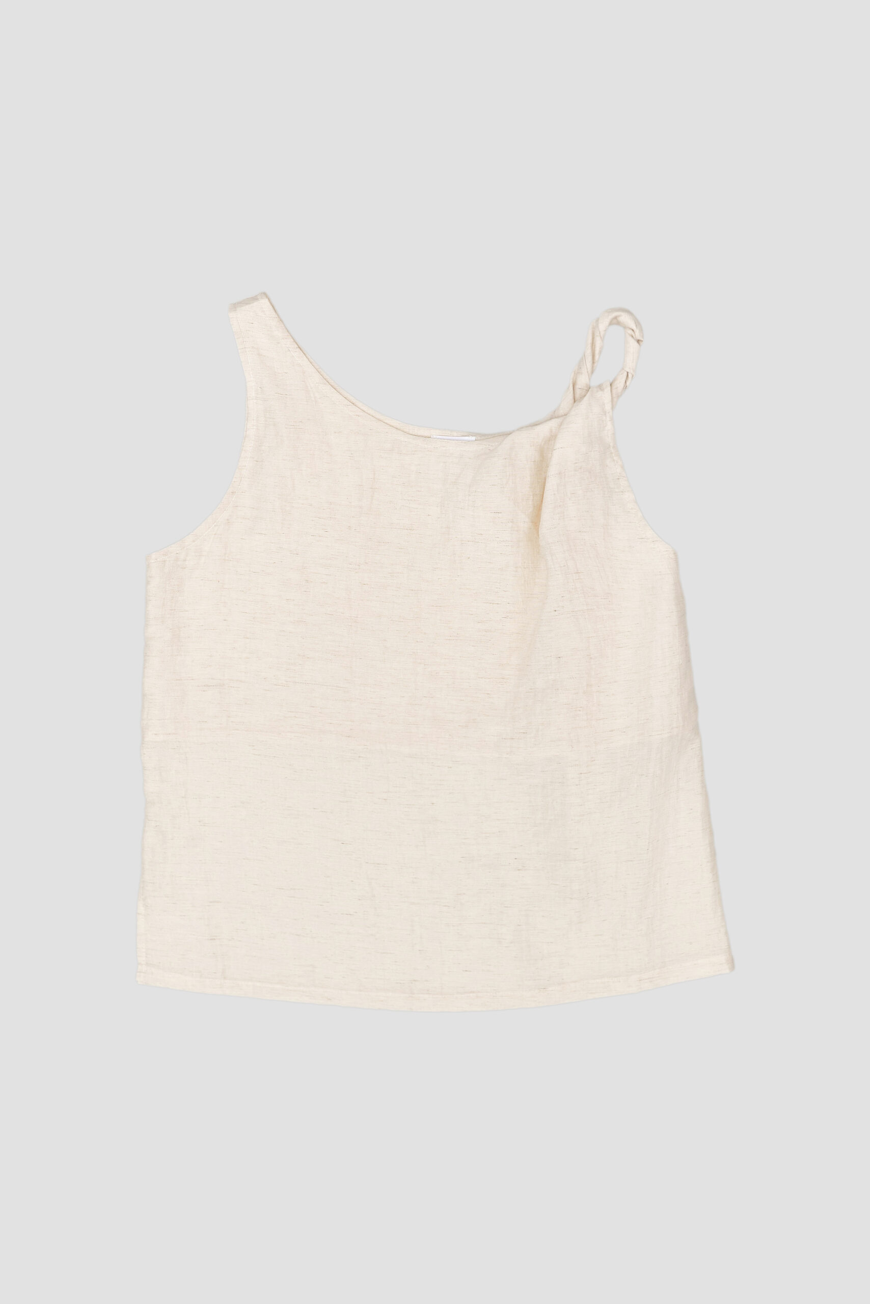 Twisted Shoulder Tank Top Beige