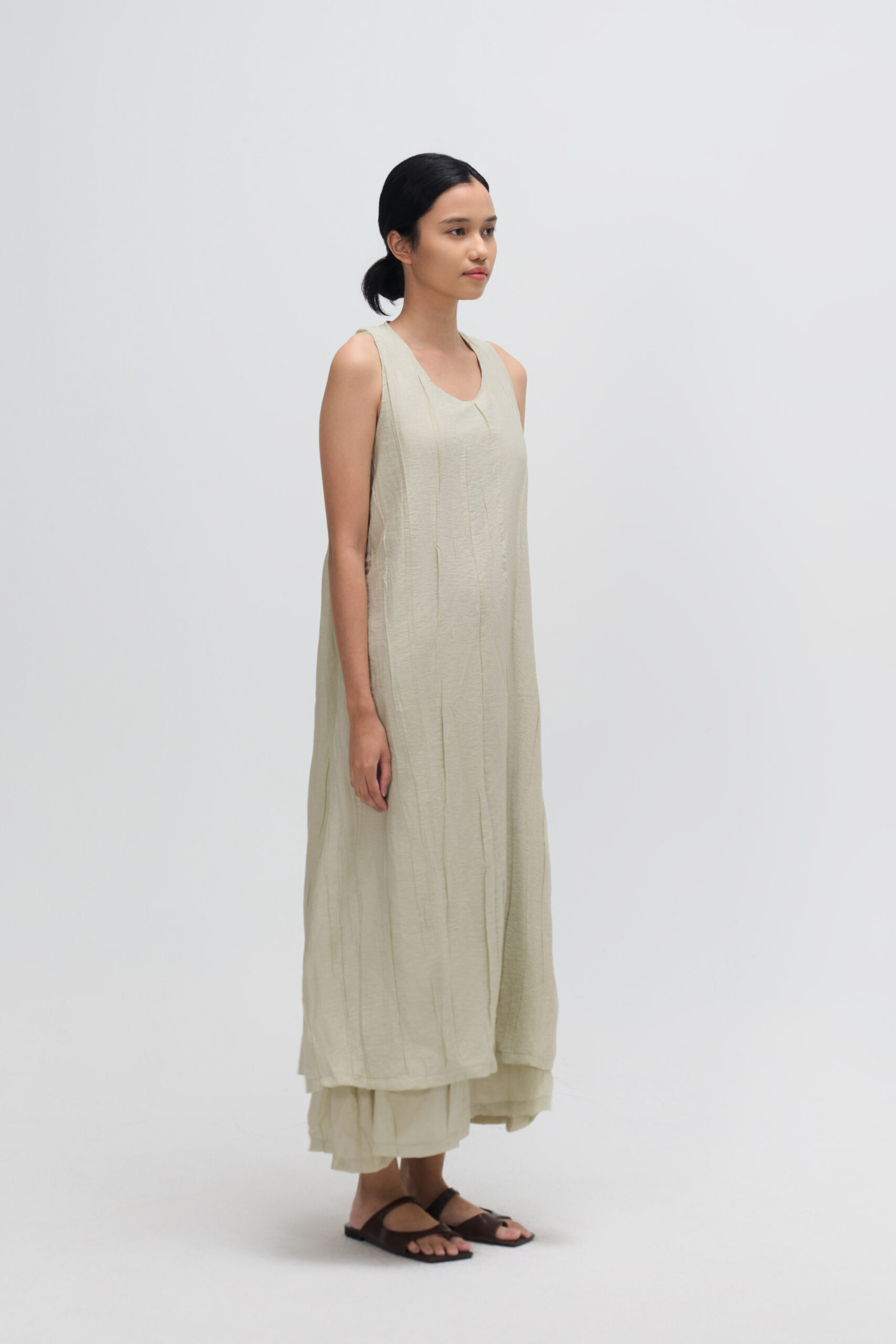 Crossback Draped Maxi Tank Dress (Pale Green) 1