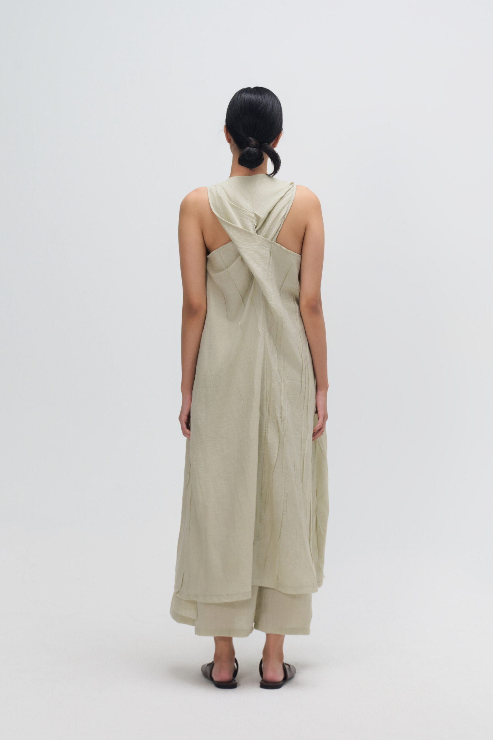 Crossback Draped Maxi Tank Dress (Pale Green) 2