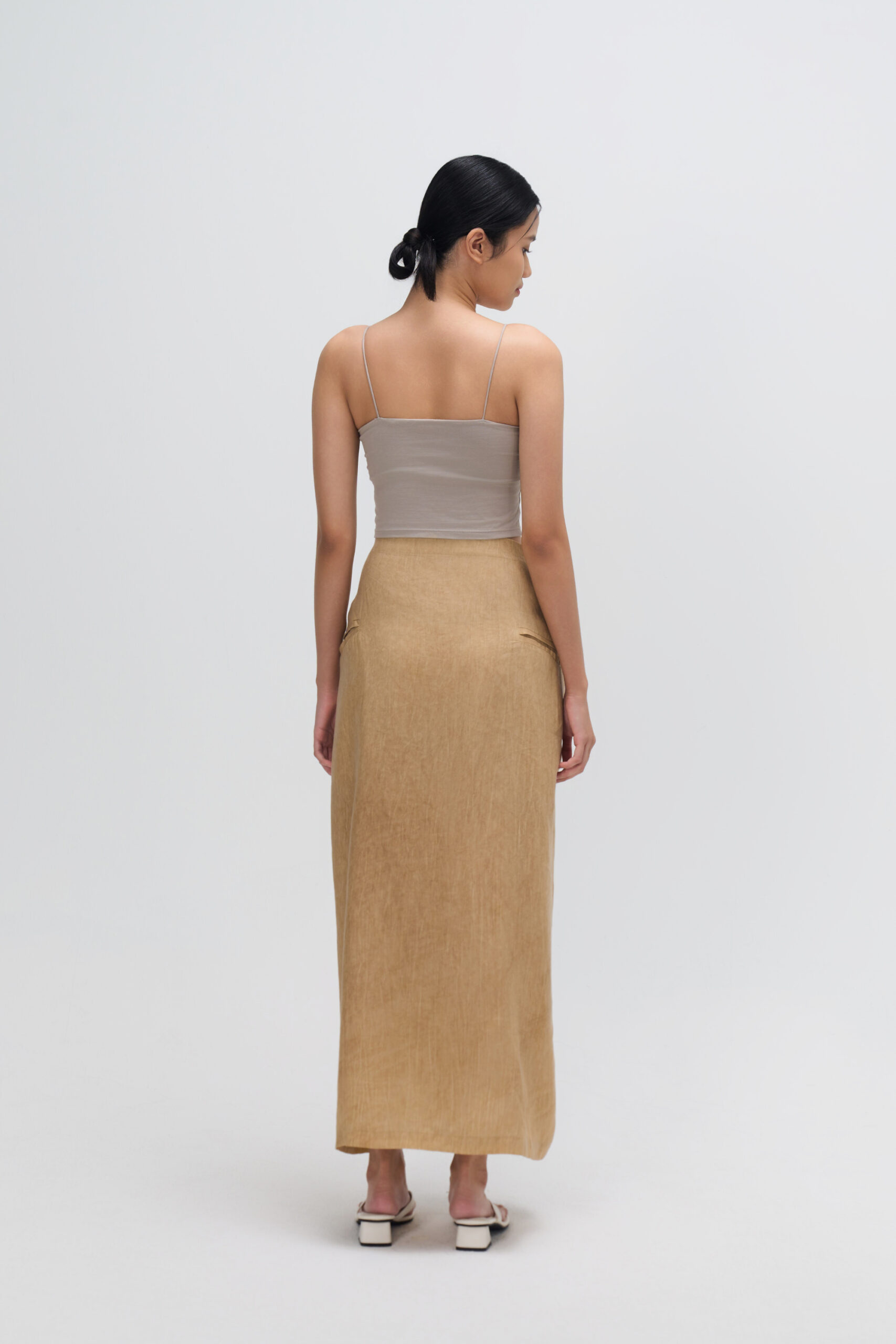 Dual Wear Tie Dye Panel Wrap Skirt (Sand) 3