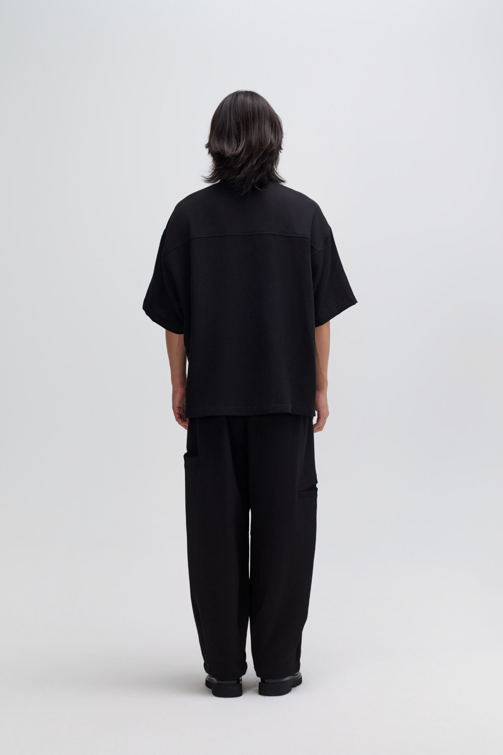 Gender Neutral Oversized Drop Shoulder Boxy Shirt (Black) 2