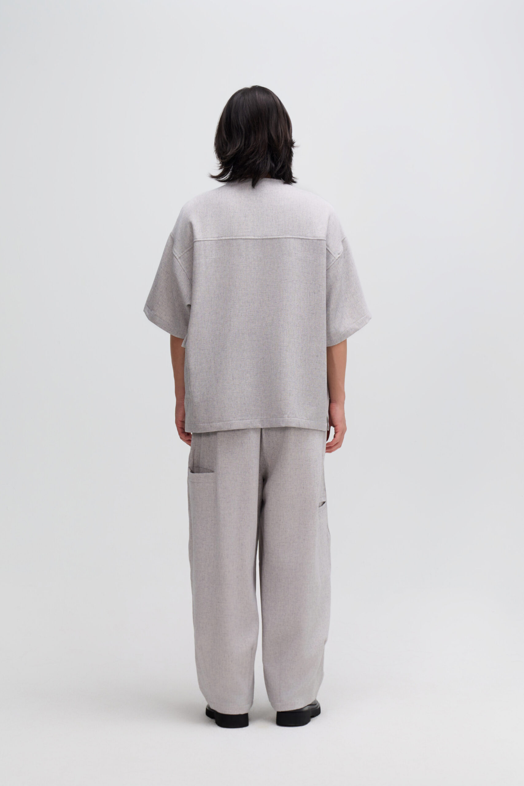 Gender Neutral Oversized Drop Shoulder Boxy Shirt (Grey Grain) 2