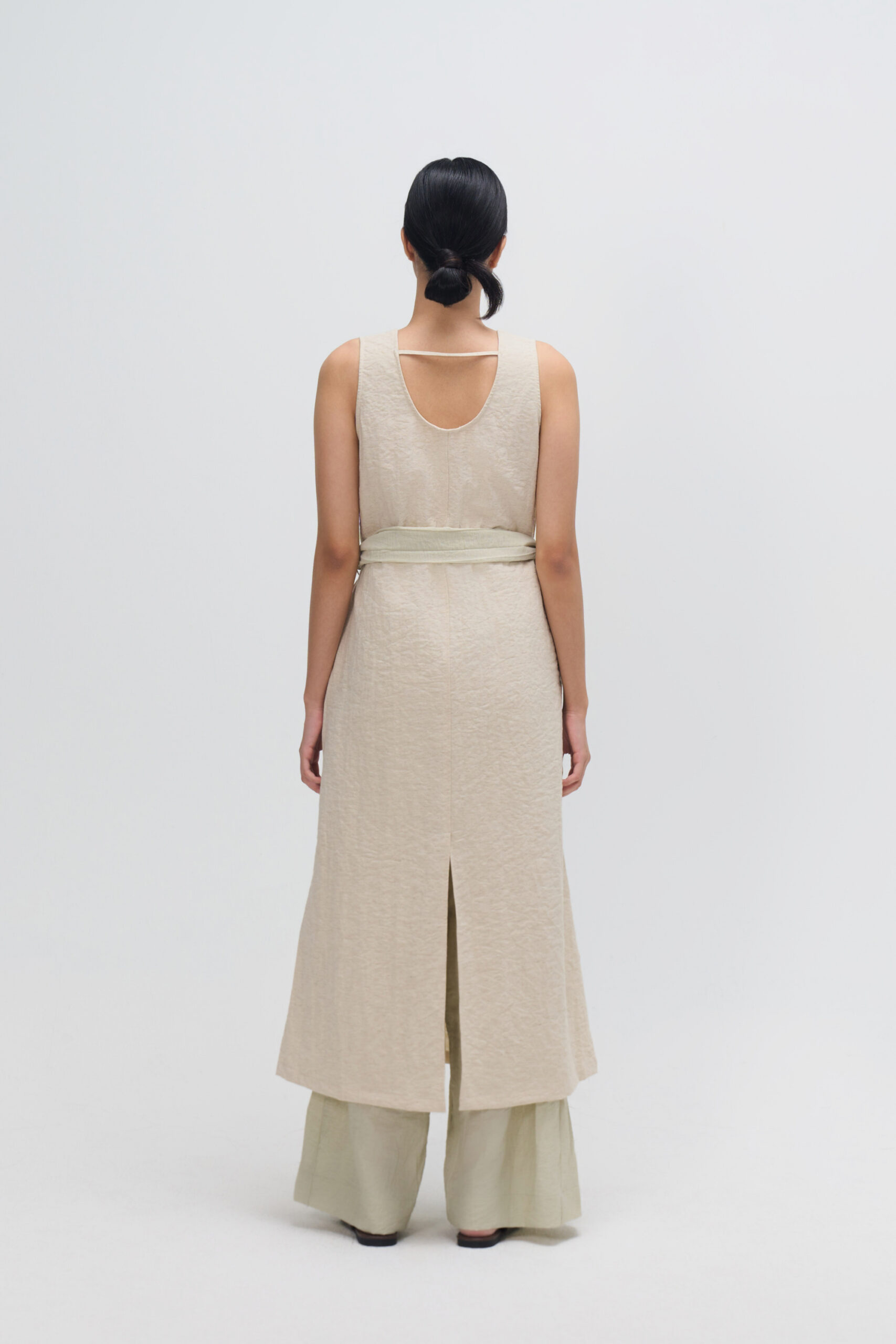 Waist Draped Maxi Tank Dress (Oat) 3