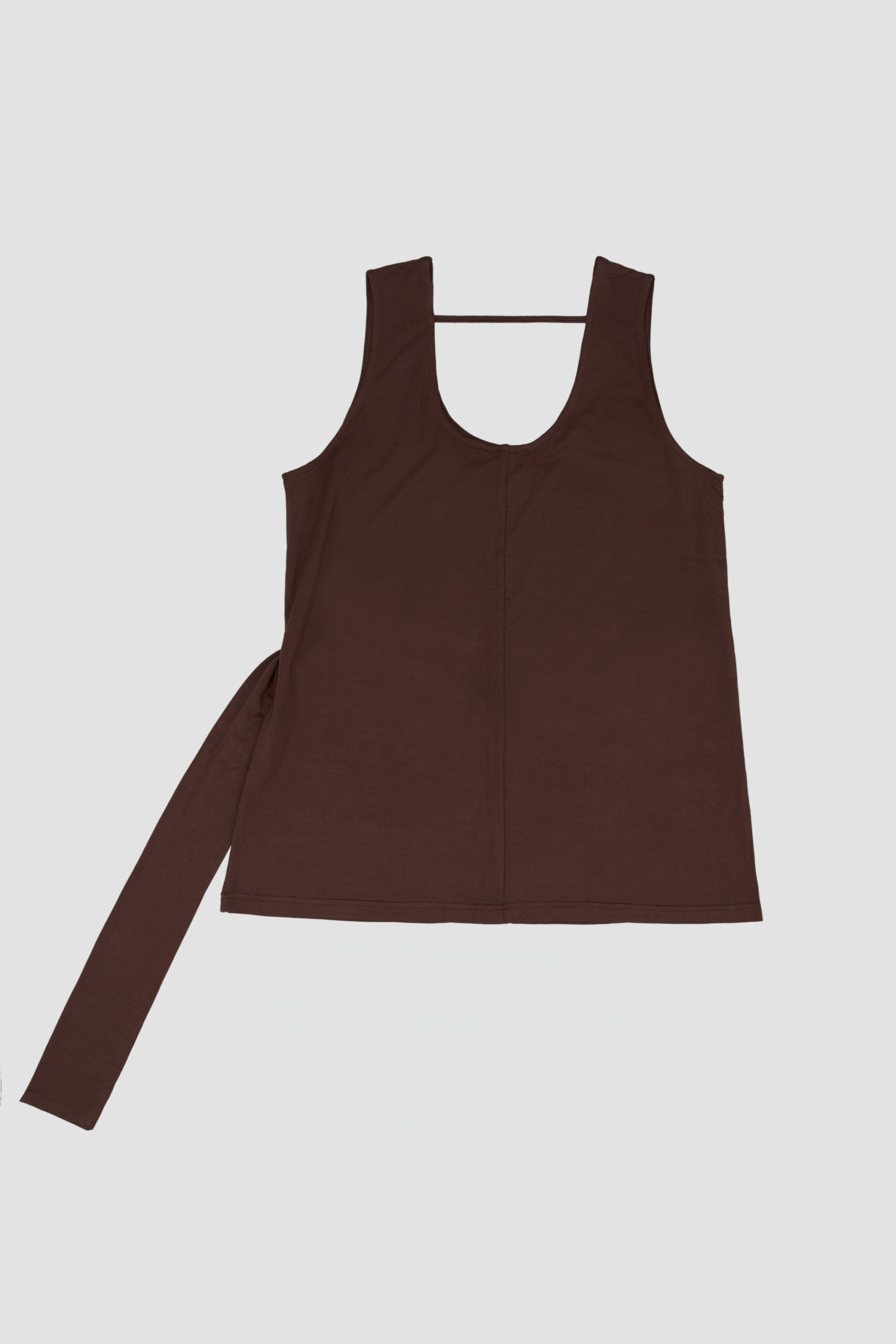 Waist Drape Tank Top_Back_Brown