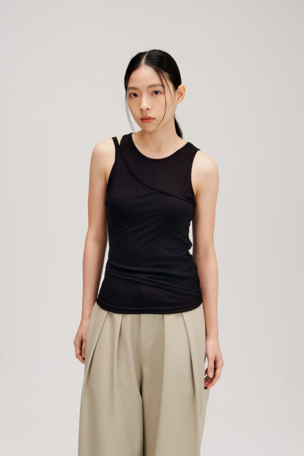 Butter Knit Two Piece Tank Top (Black)