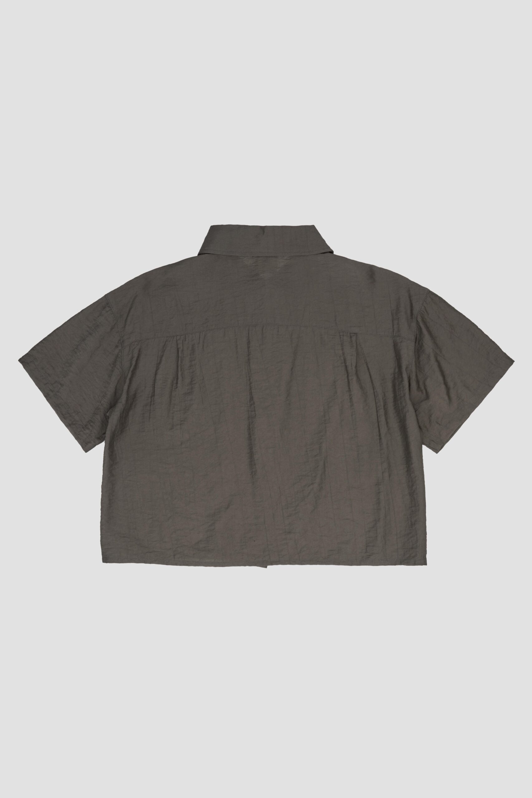 Drape Neck Short-Sleeve Crop Shirt (DG) B