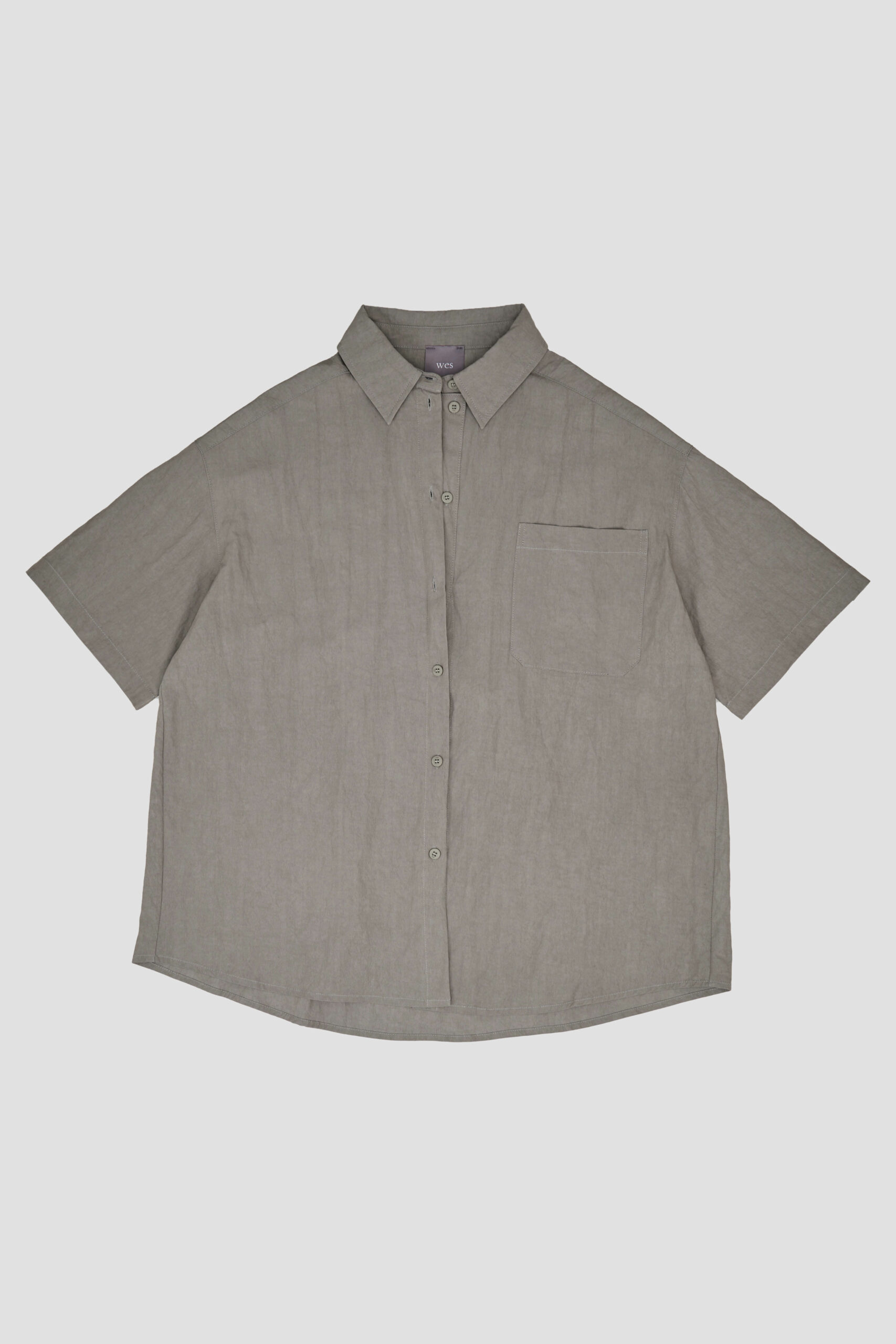 Gender Neutral Drape Neck Short-Sleeve Shirt (Grey)