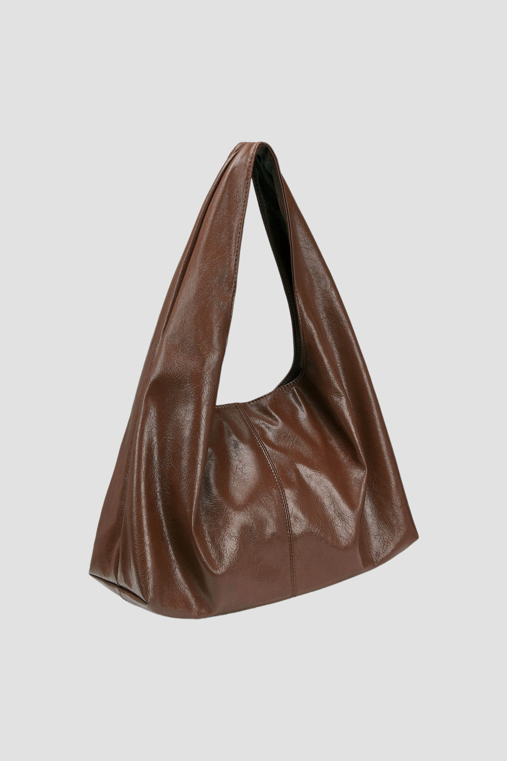 Triangle Leather Tote (Tan) - Back