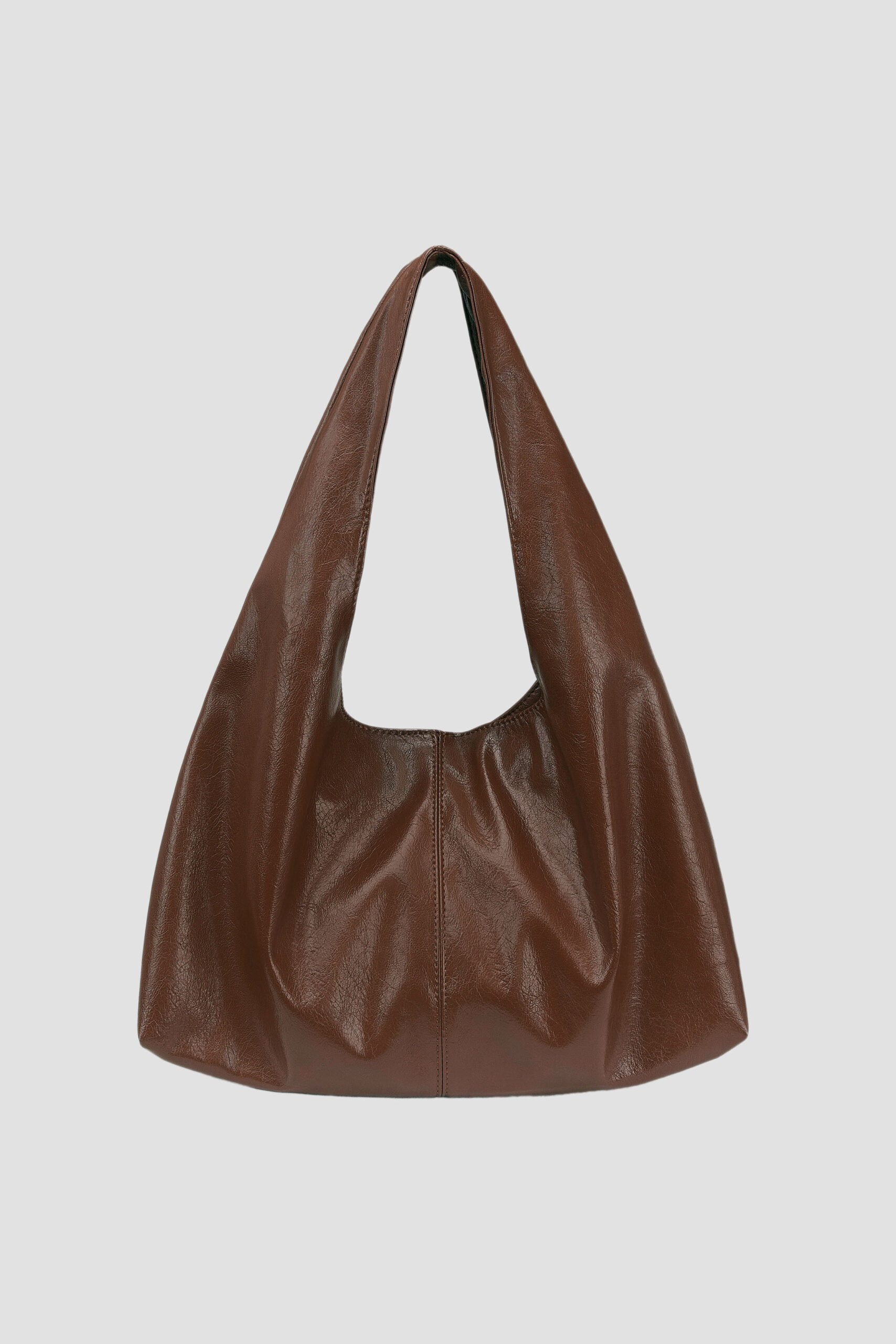 Triangle Leather Tote (Tan) - Front