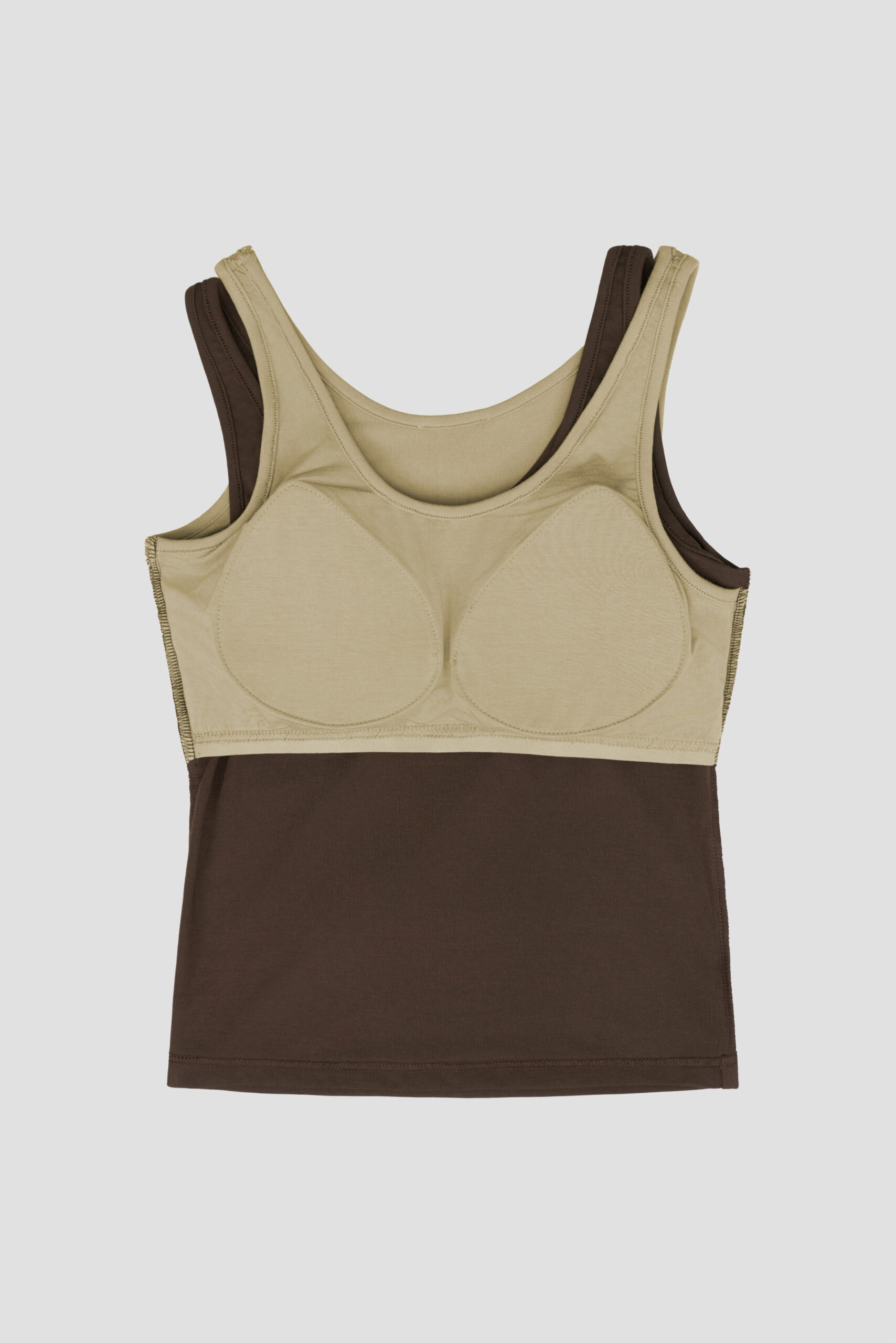 Two Piece Tank Bra Top (Brown:Khaki) - BACK