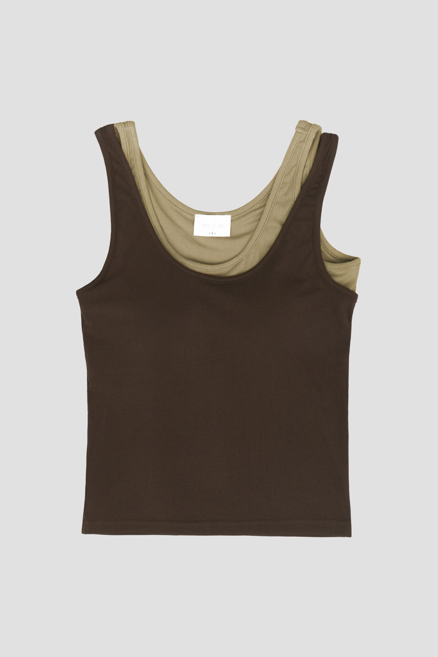 Two Piece Tank Bra Top (Brown:Khaki) - FRONT