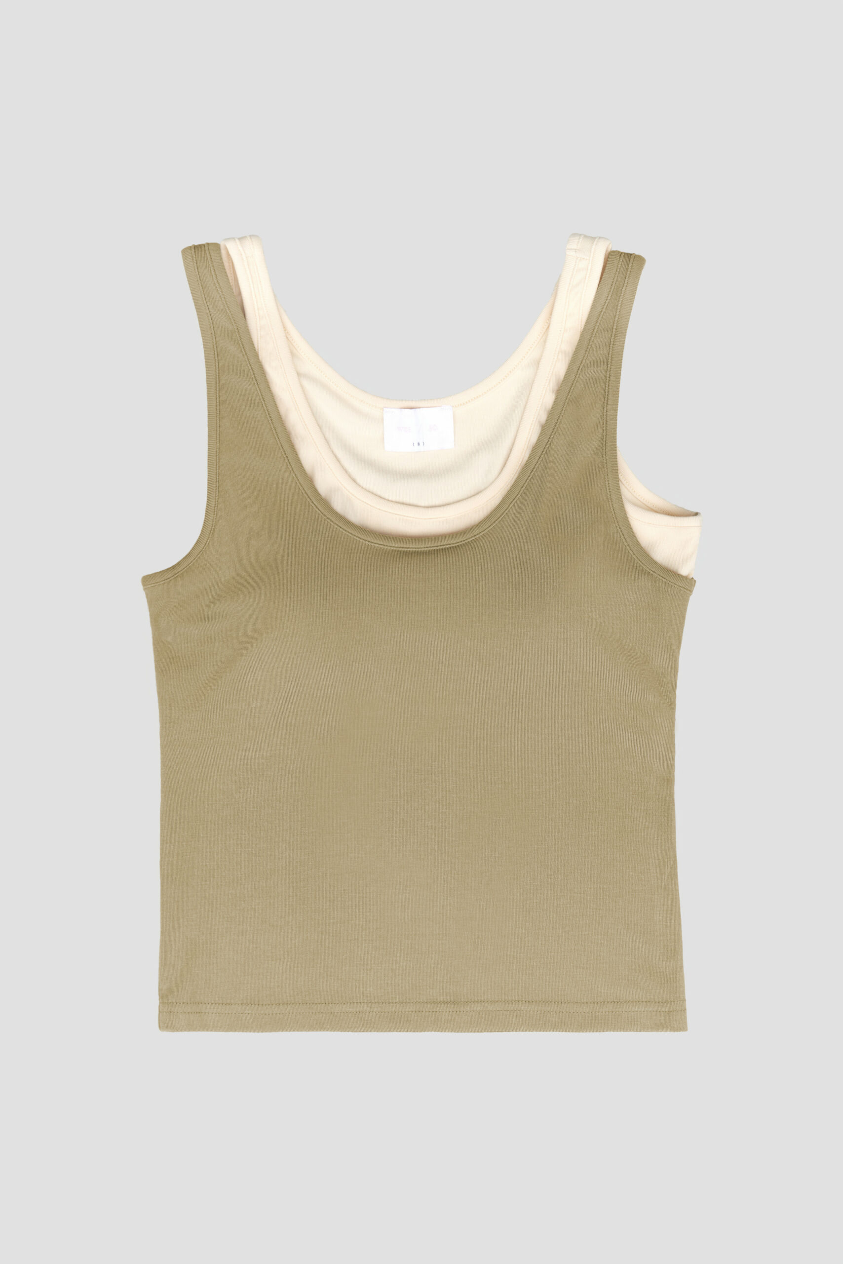 Two Piece Tank Bra Top (Khaki:Cream) - FRONT