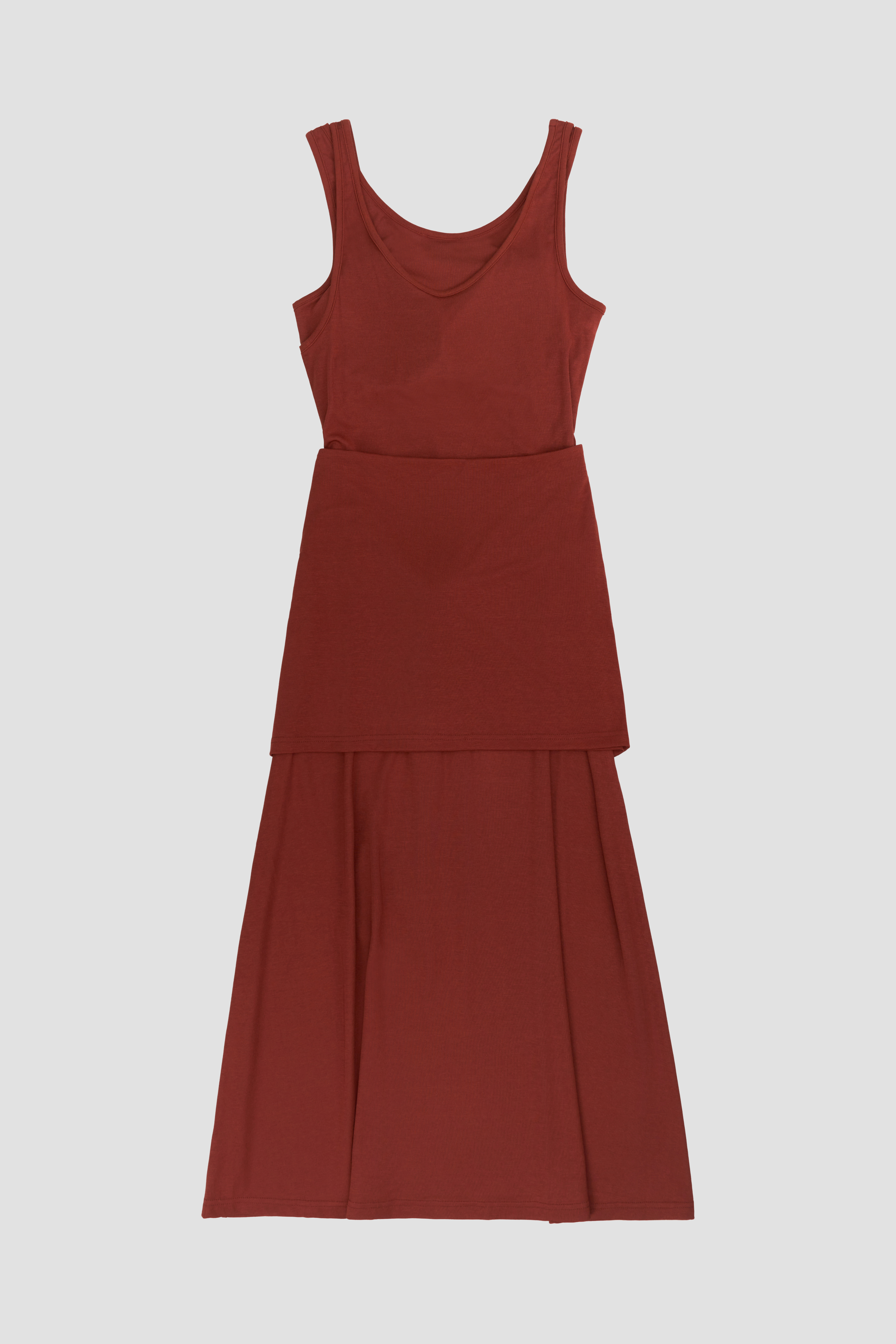WES x SO | Waist Tie Tank Bra Dress (Rust) - Back