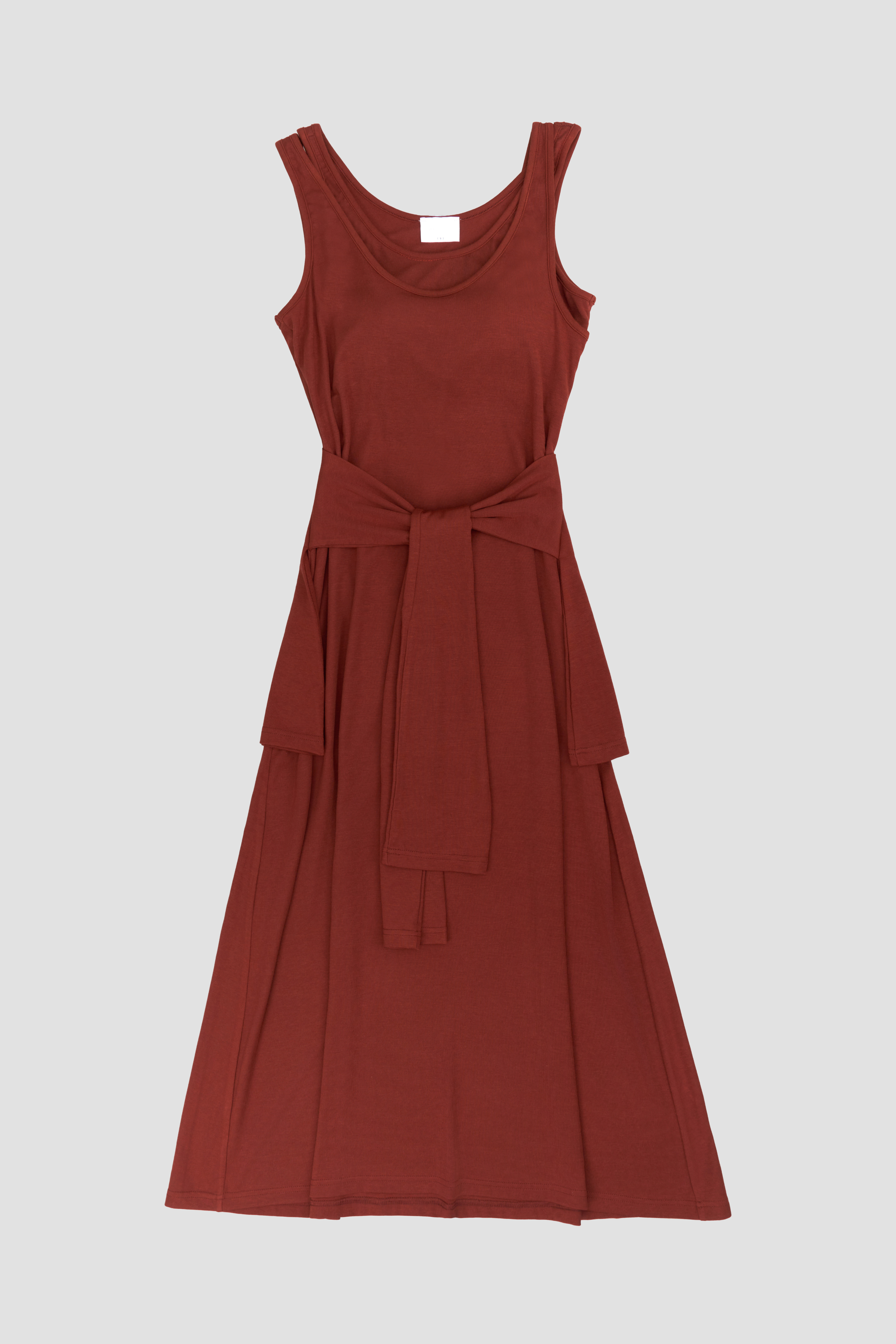 WES x SO | Waist Tie Tank Bra Dress (Rust) - Front