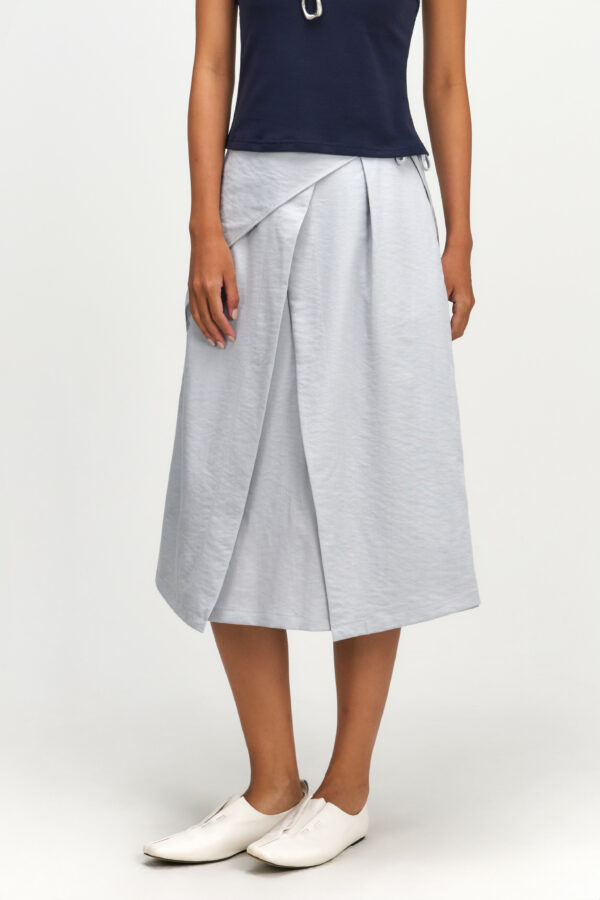 Waist Bandeu Layering Skirt - Midi (Light Blue)