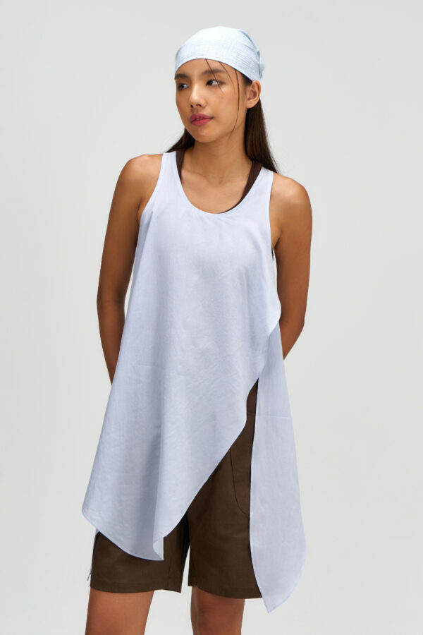 Asymmetrical Layering Long Tank Top (Blue)