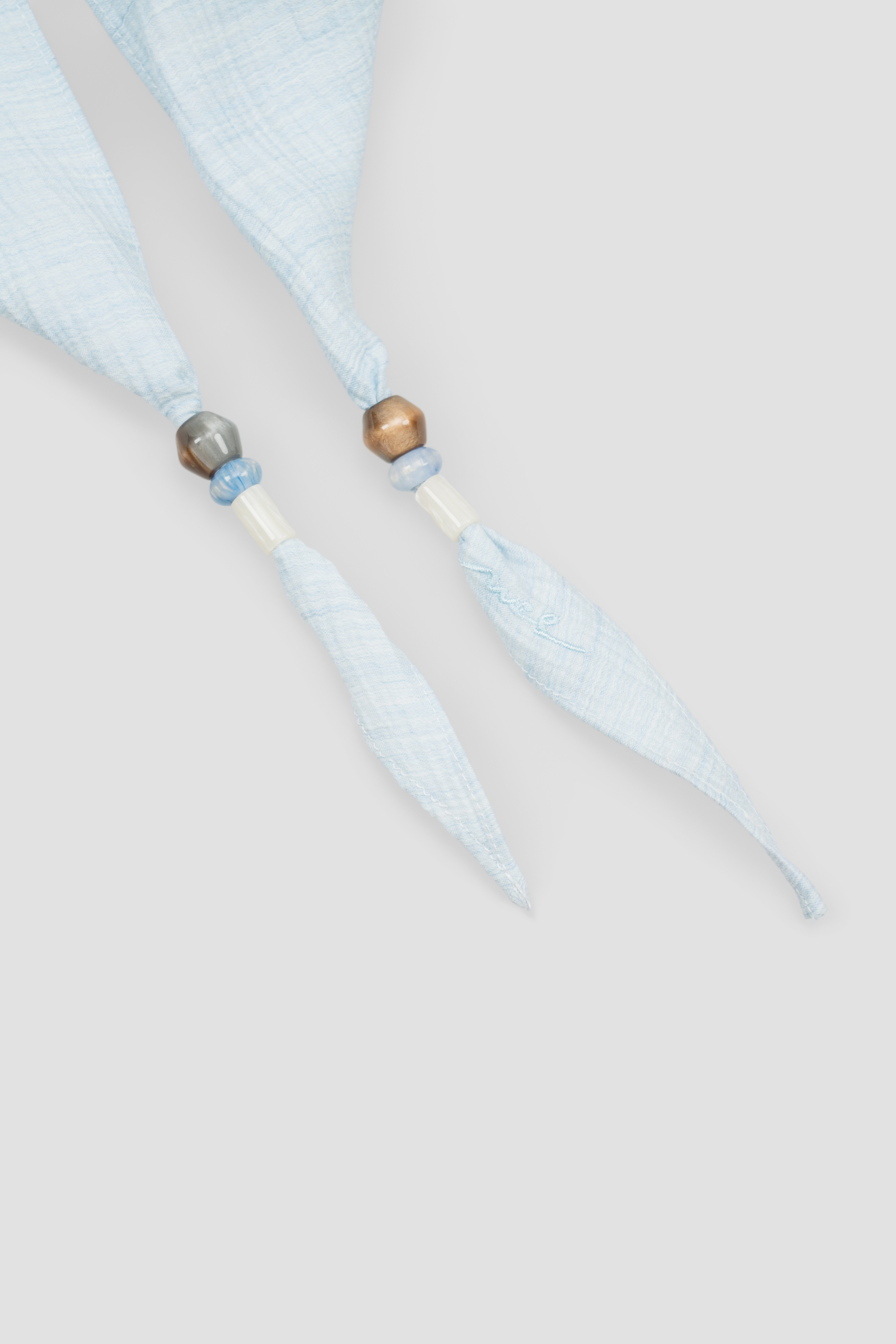 Long Tri Beaded Scarf (Blue) 2