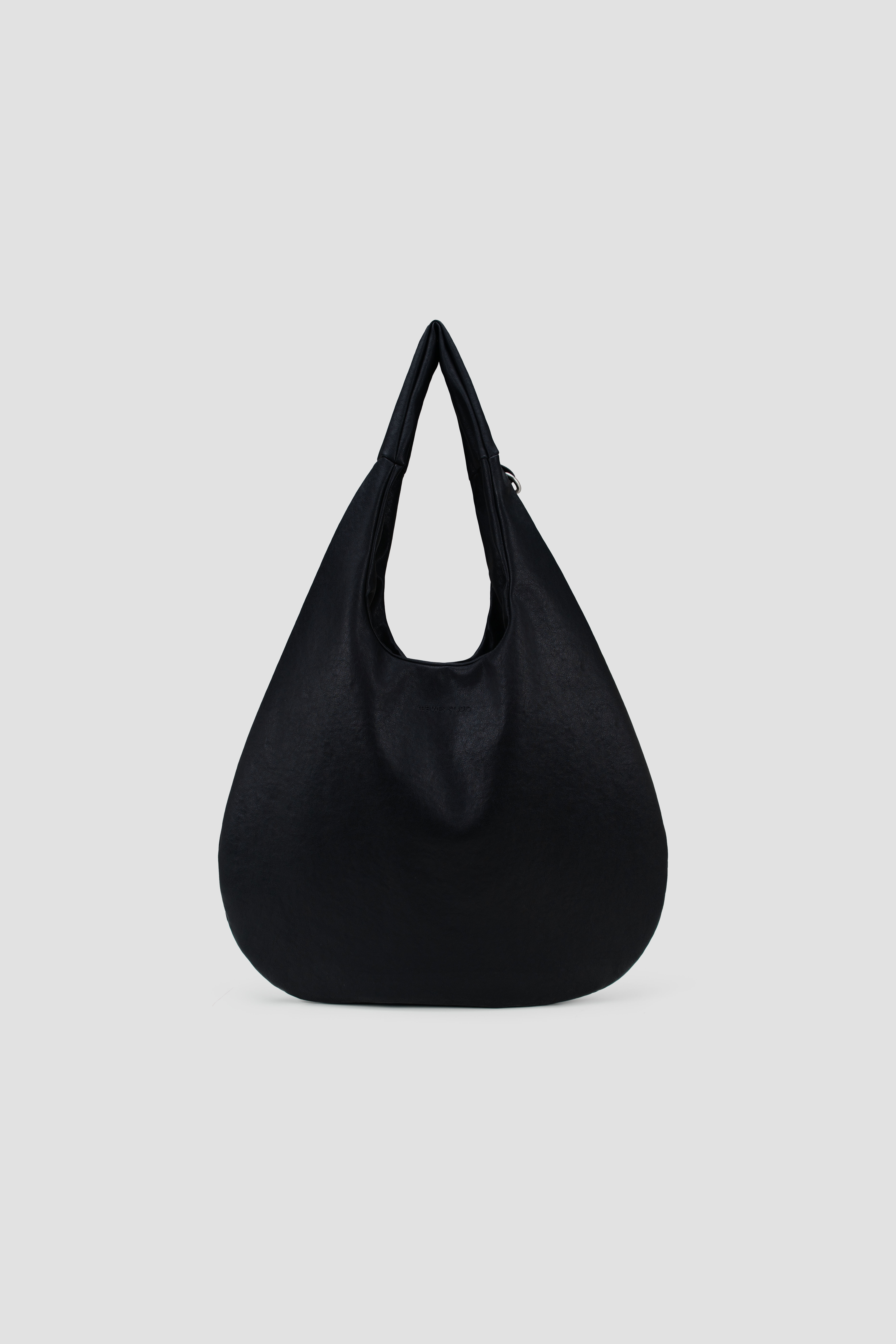 Medium Egg Leather Tote (Black) - Front