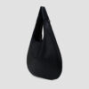 Medium Egg Leather Tote (Black) - Side
