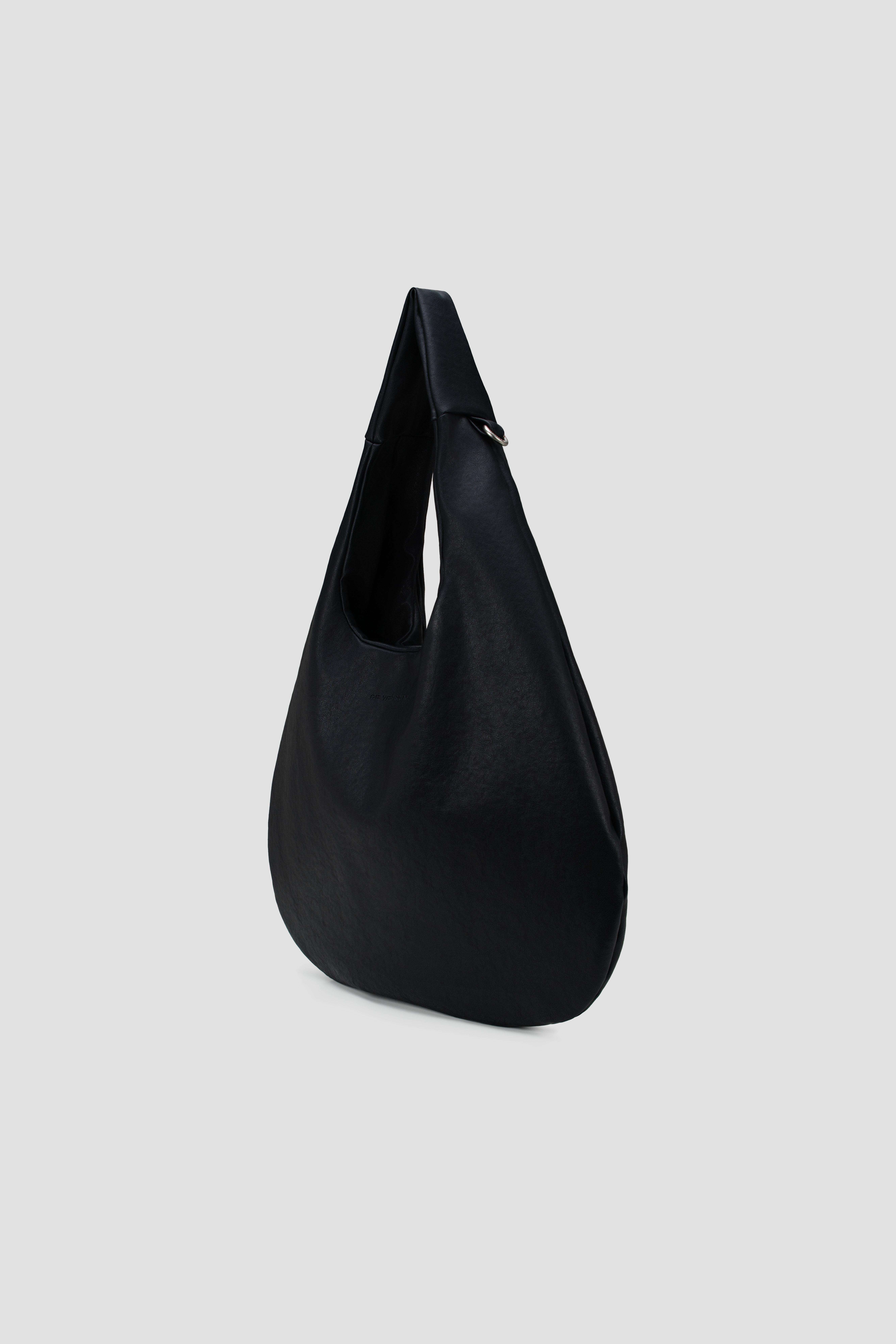 Medium Egg Leather Tote (Black) - Side